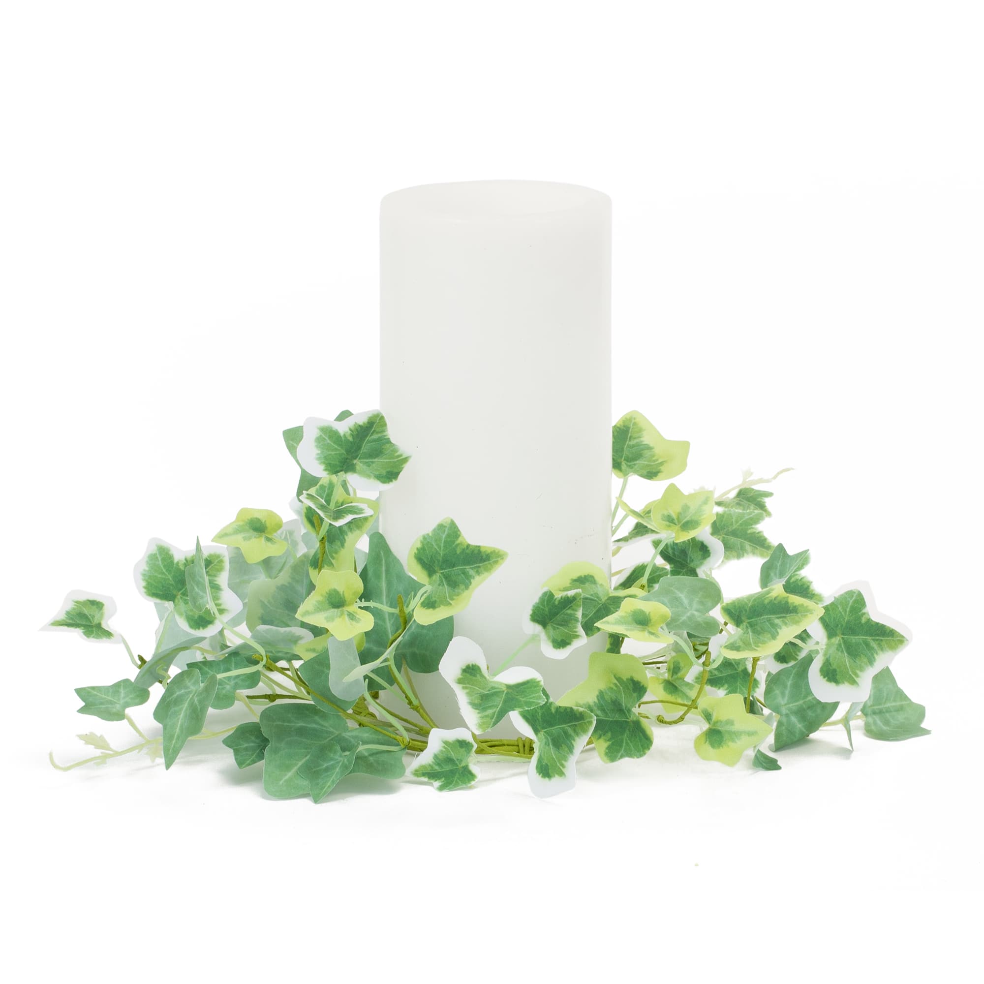 10.25" Green Mixed Ivy Candle Rings, 6ct.