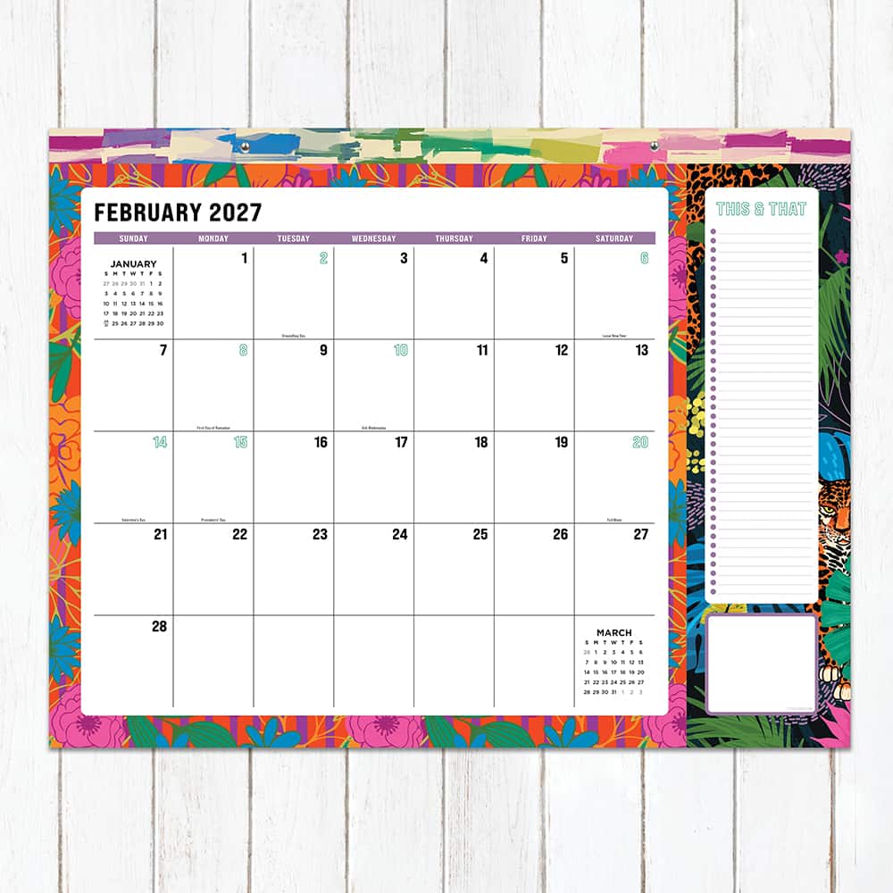 2027 Maximal Mirage Large Desk Pad Monthly Blotter Calendar