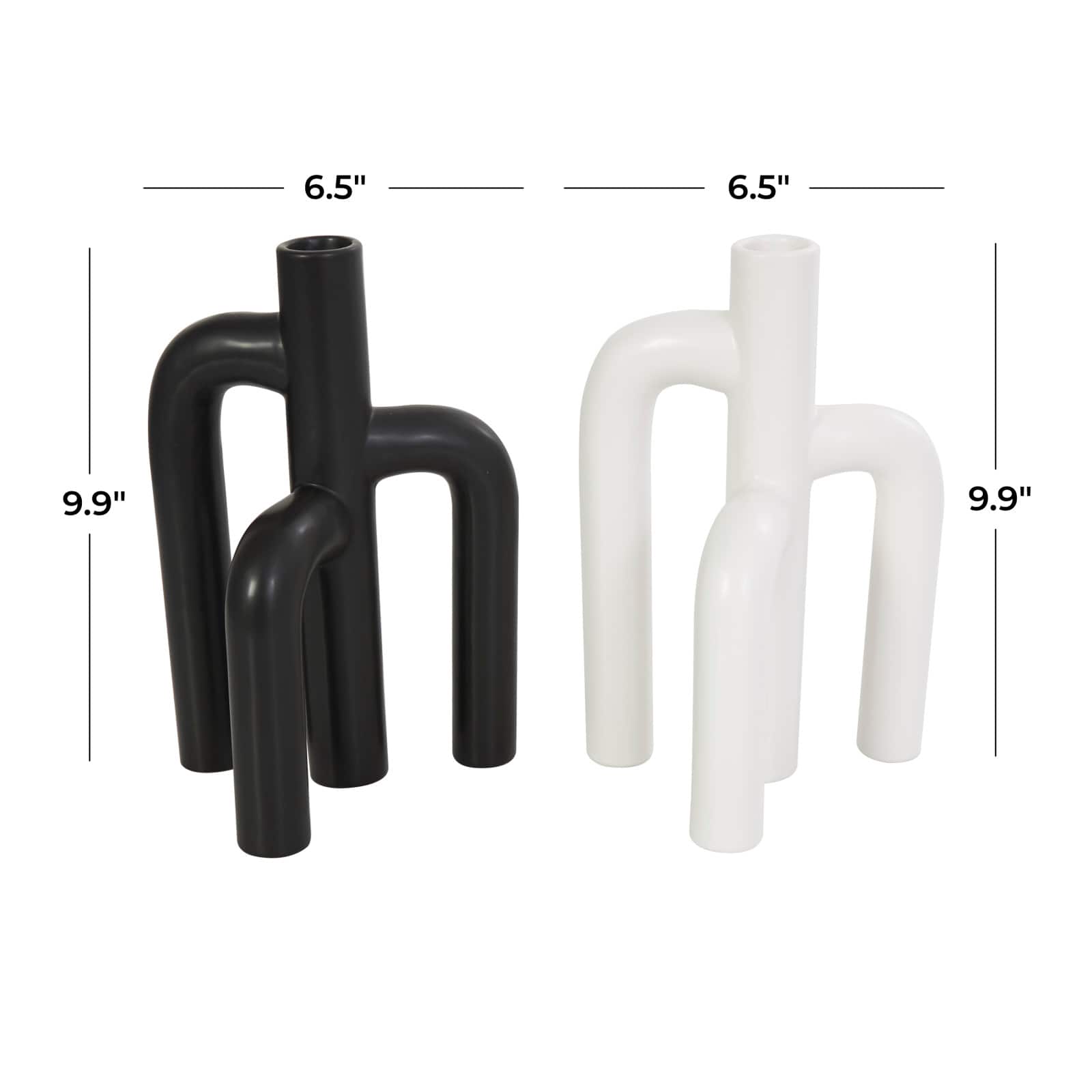 CosmoLiving by Cosmopolitan 10" Black & White Ceramic Abstract 3-Arch Vase Set