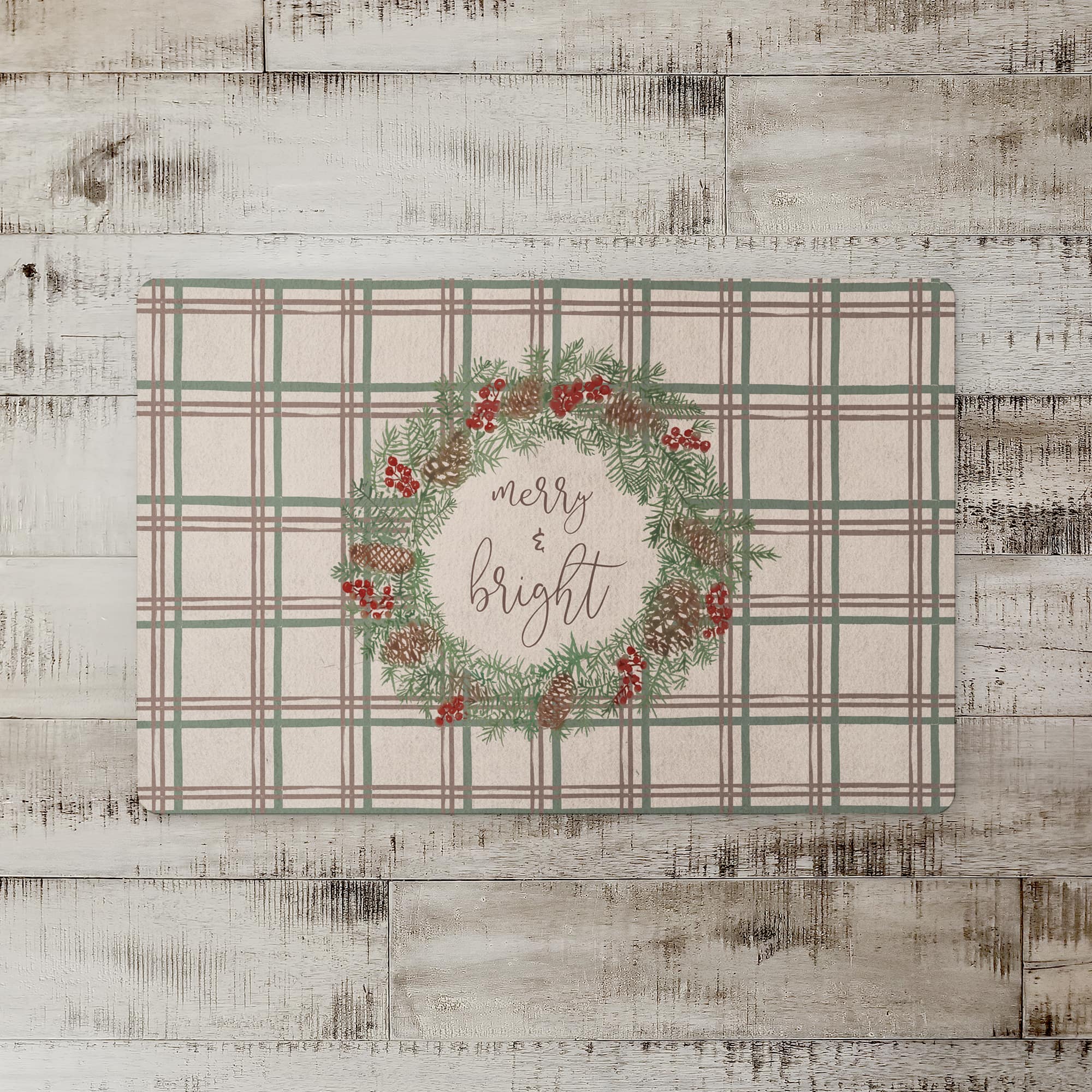 Merry & Bright Plaid Floor Mat
