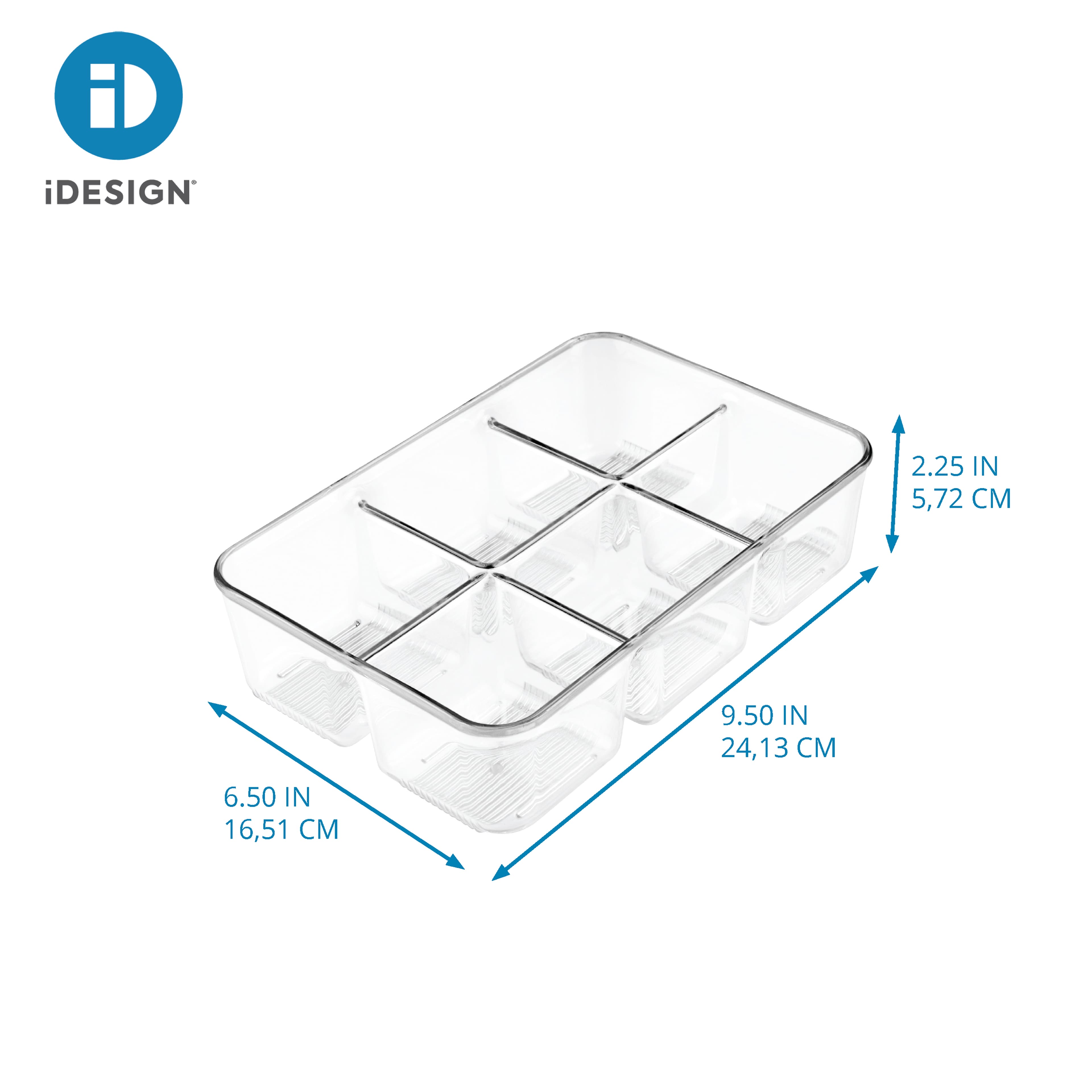 iDesign 6 Compartment Plastic Drawer Organizer