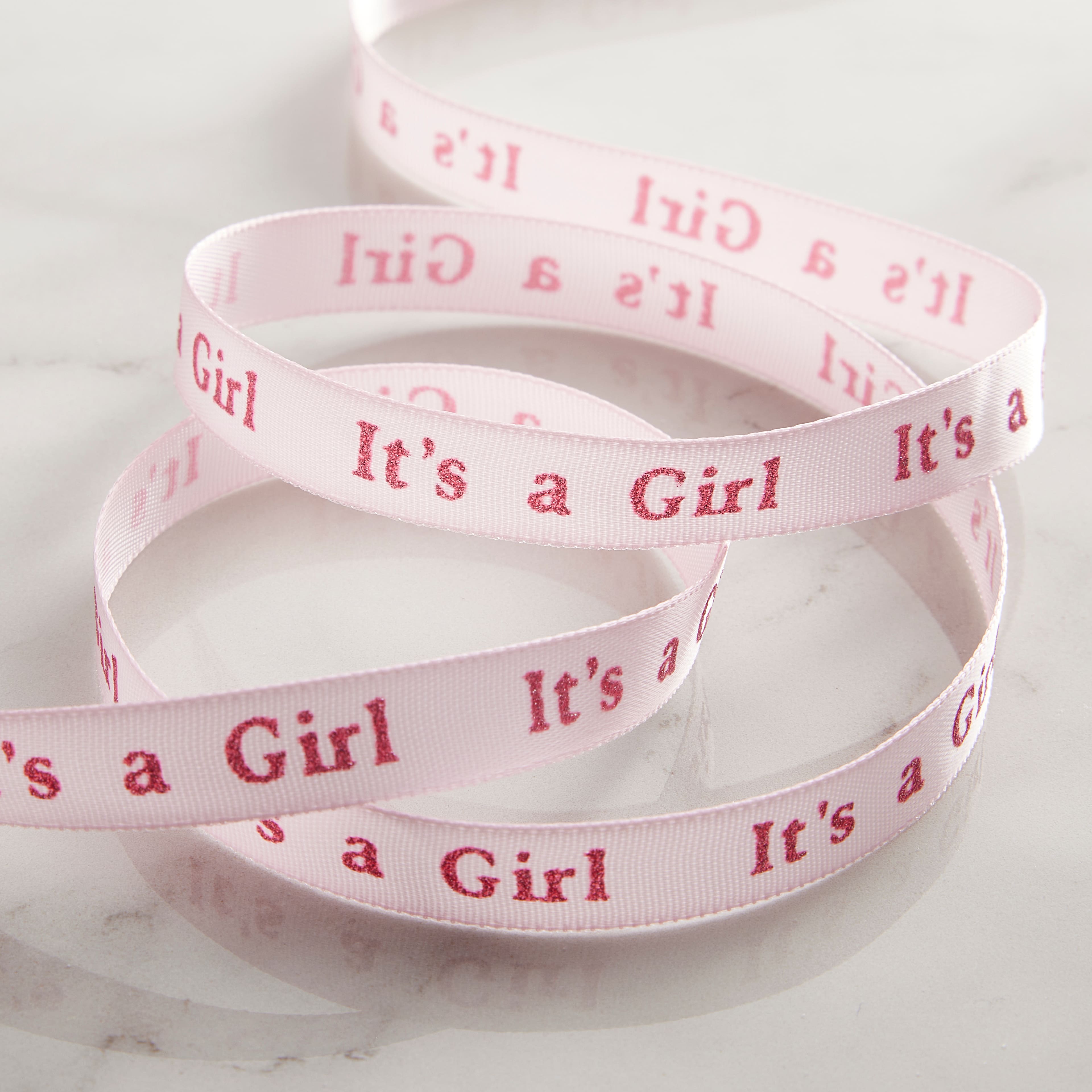 3/8" x 7yd. Satin It's a Girl Ribbon by Celebrate It®