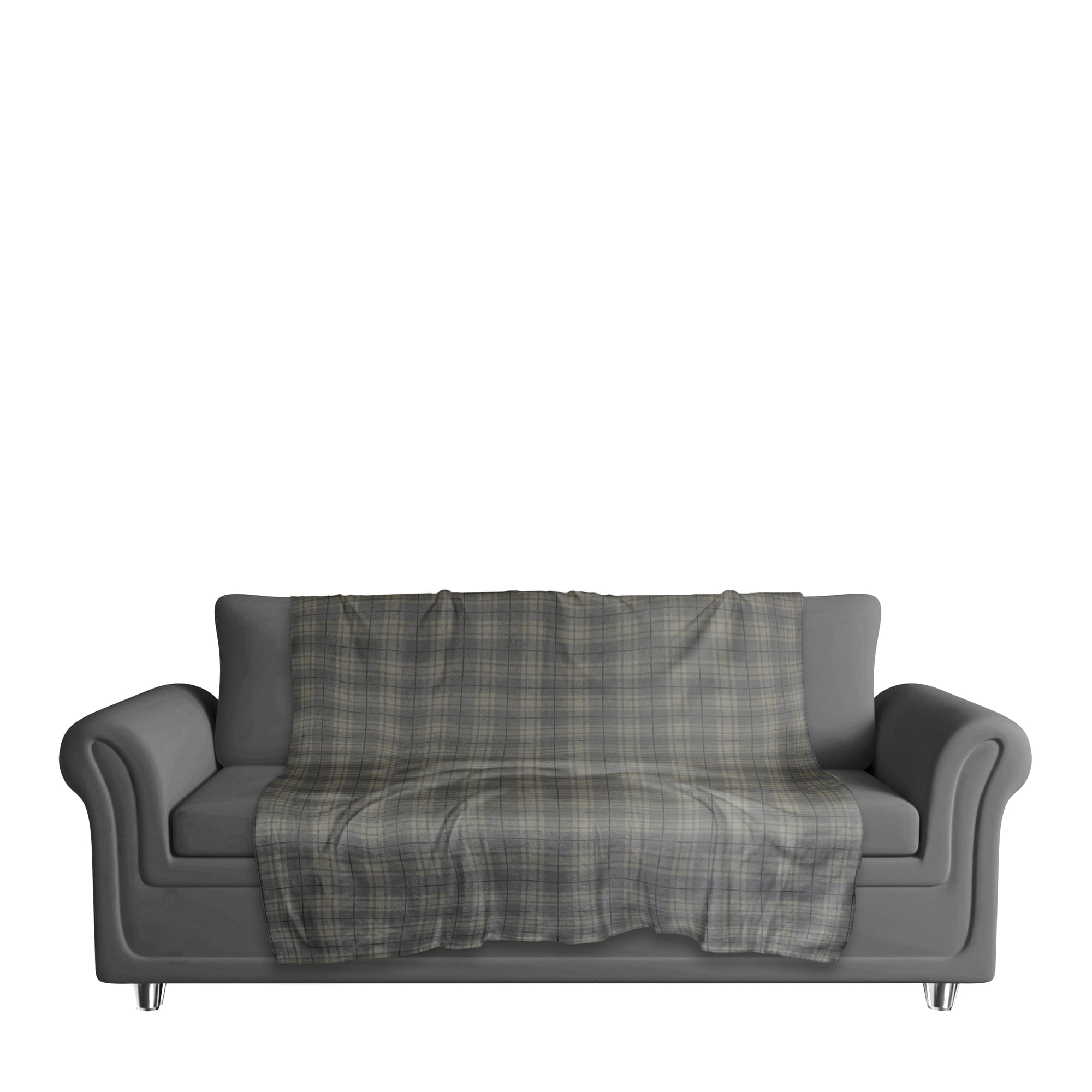 Dark Gray Plaid Sherpa Fleece Blanket