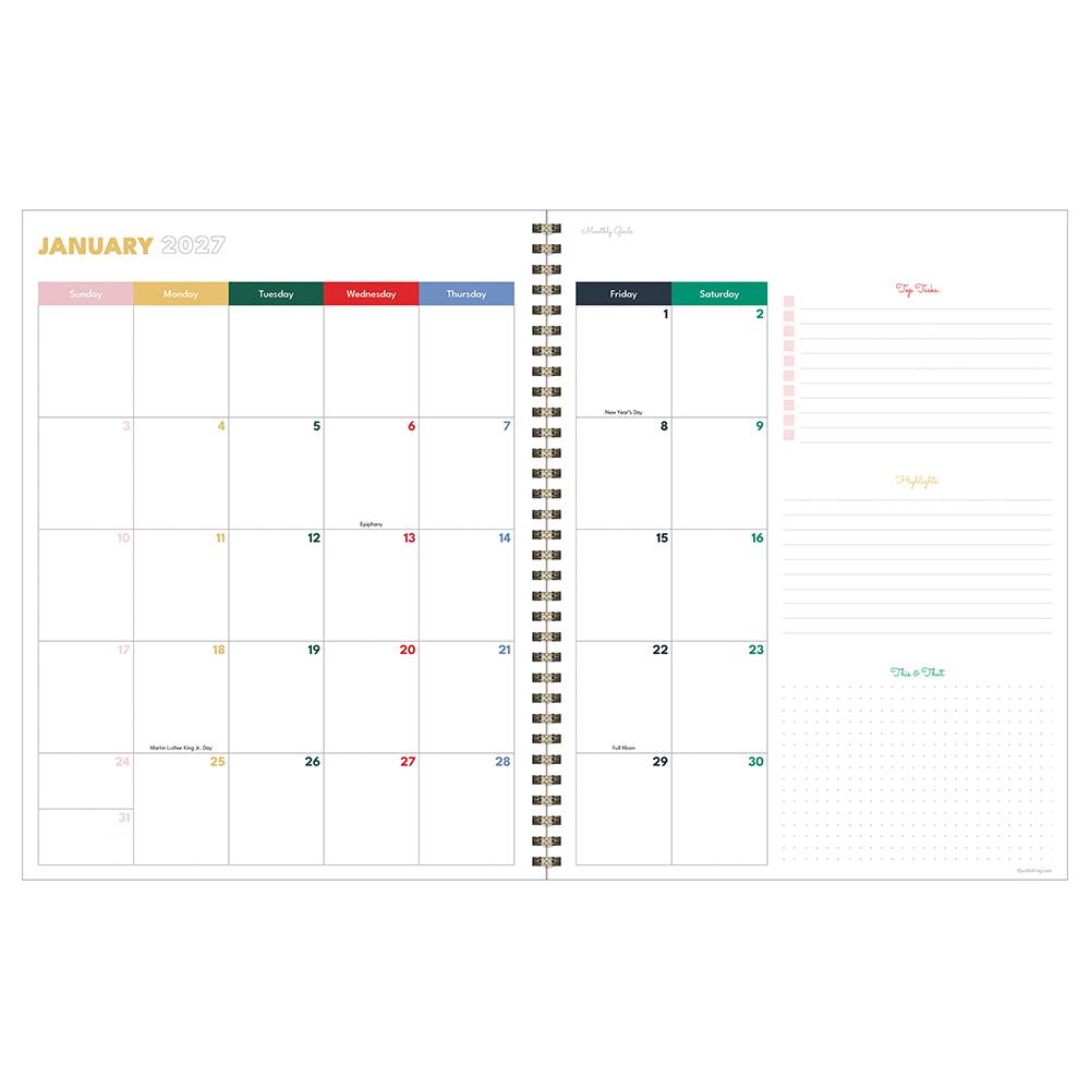 2027 On the Green Stripe Large Weekly Monthly Planner