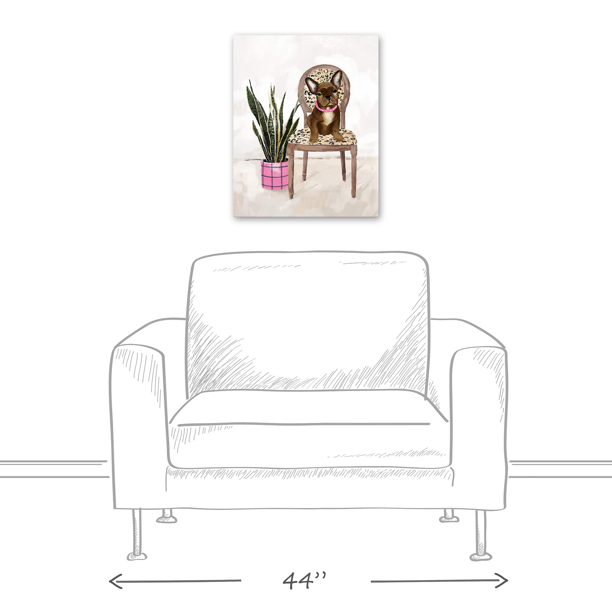 Cheetah Chair Dog 2 Canvas Wall Art