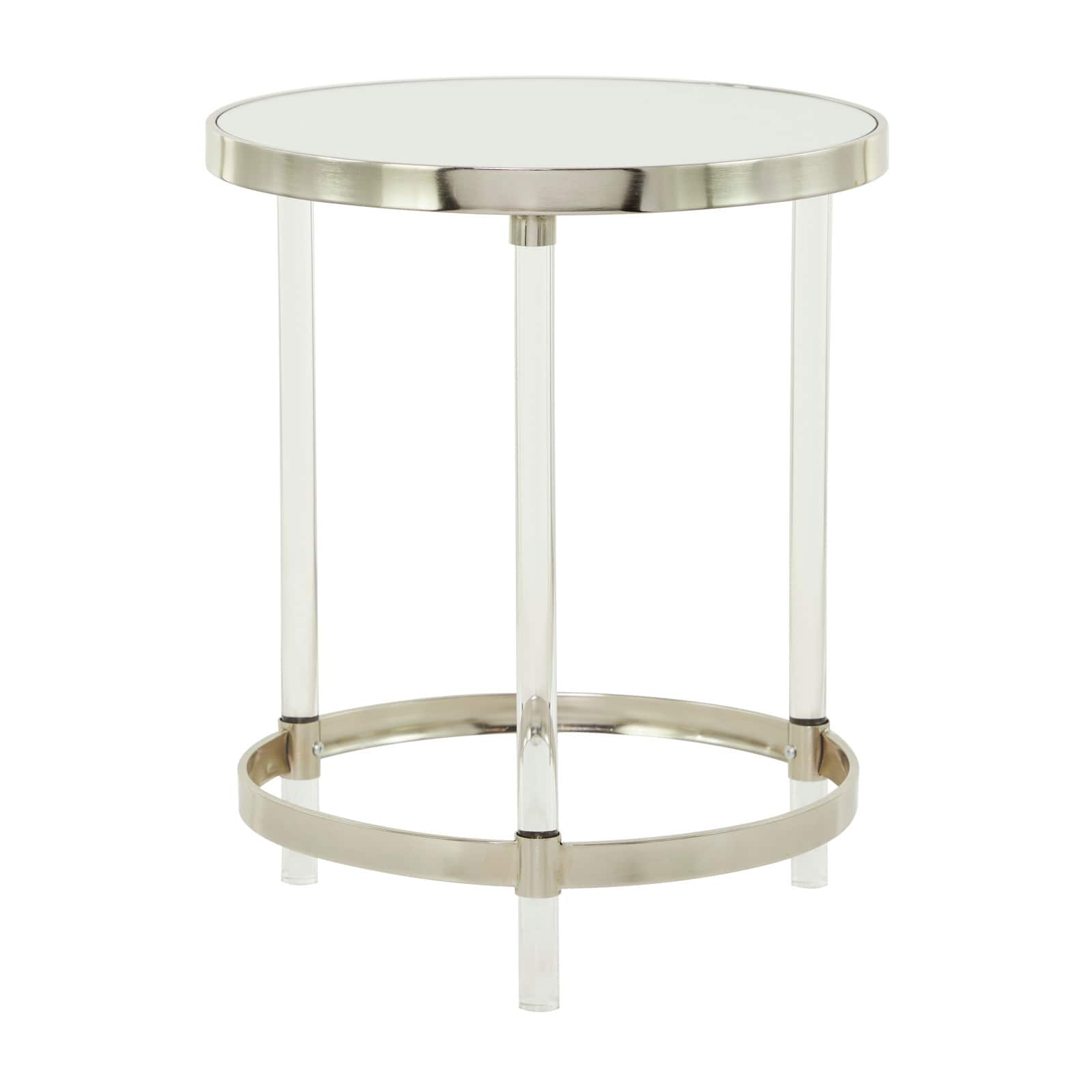 Silver Acrylic Contemporary Accent Table, 19" x 19" x 23"