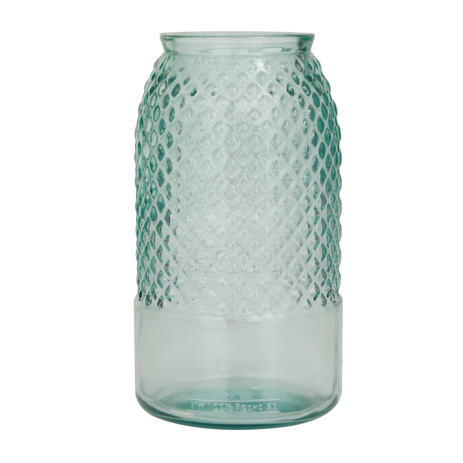 Blue Recycled Glass Spanish Decorative Jars 6" x 6" x 11"