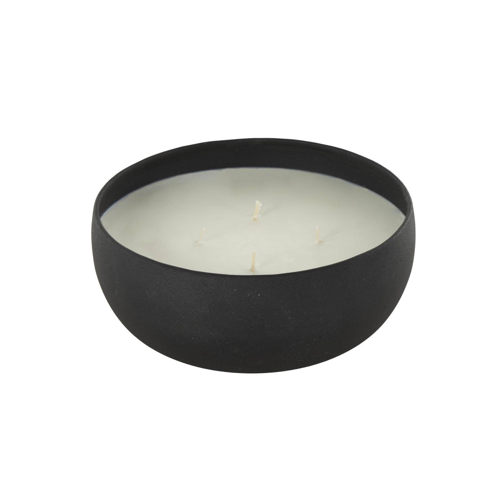 7" Black 4-Wick Metal Eucalyptus Spa Scented & Textured Candle with White Wax