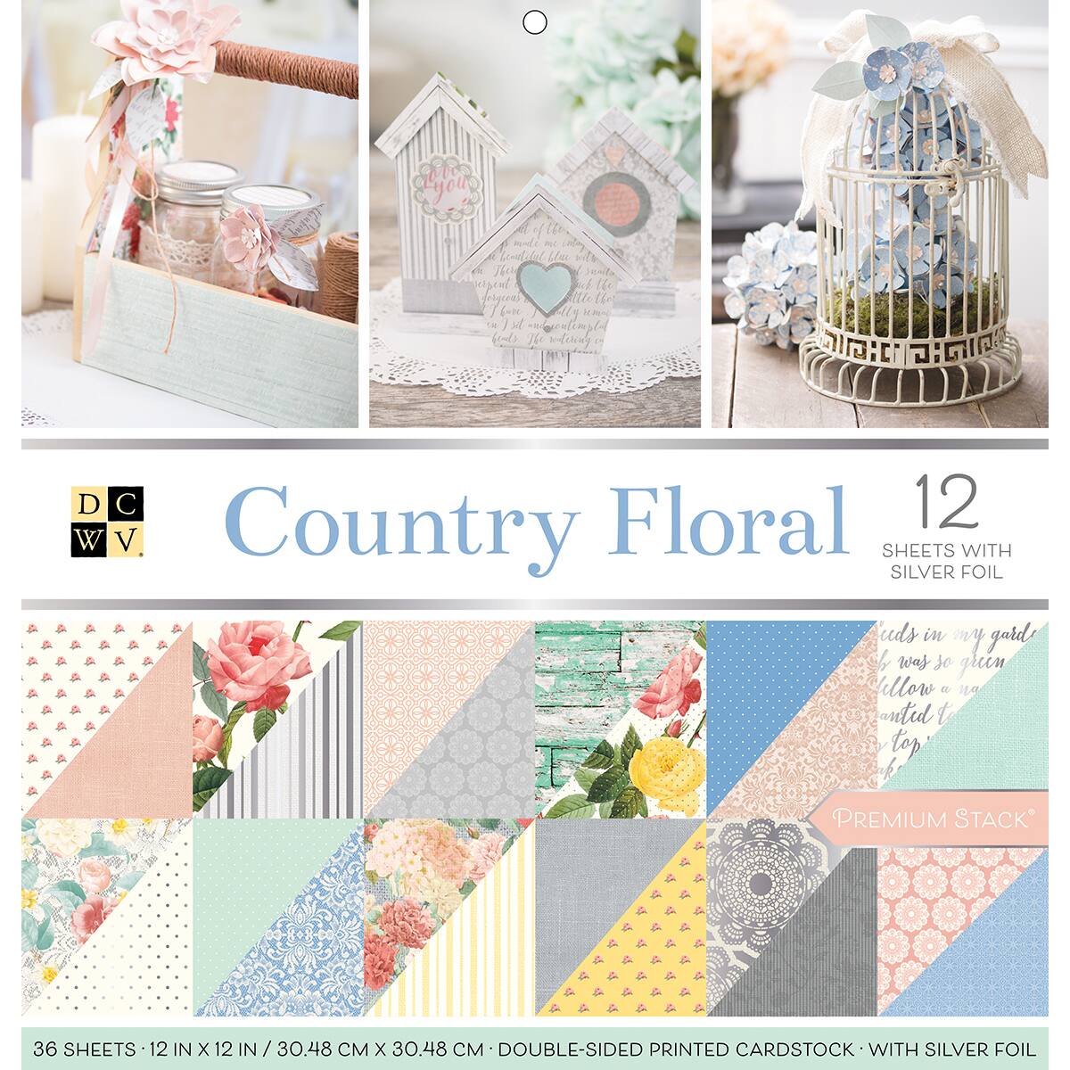 DCWV® 12" x 12" Country Floral Double‑Sided Cardstock Stack, 36 Sheets