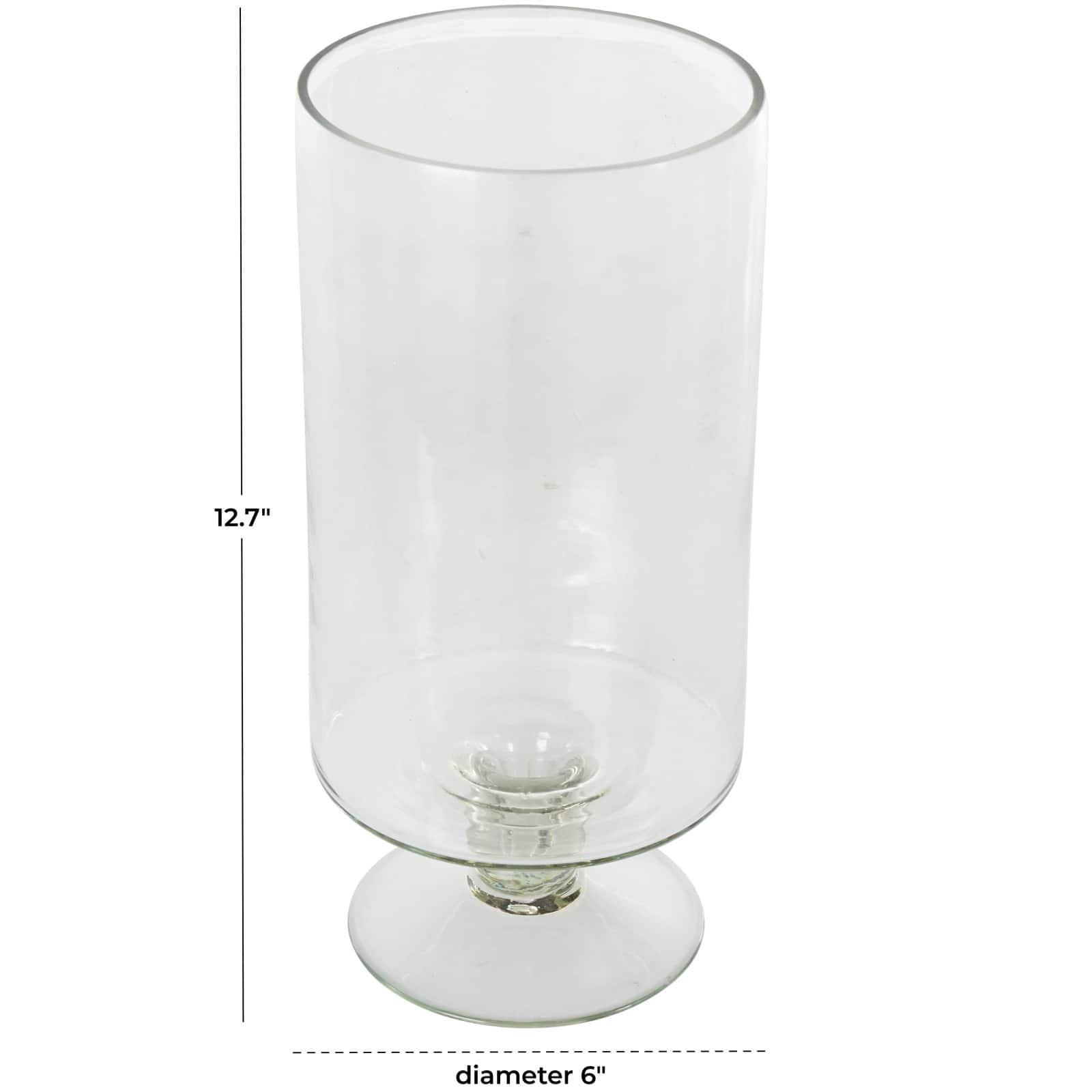 13" Clear Glass Hurricane Candle Holder with Elevated Base