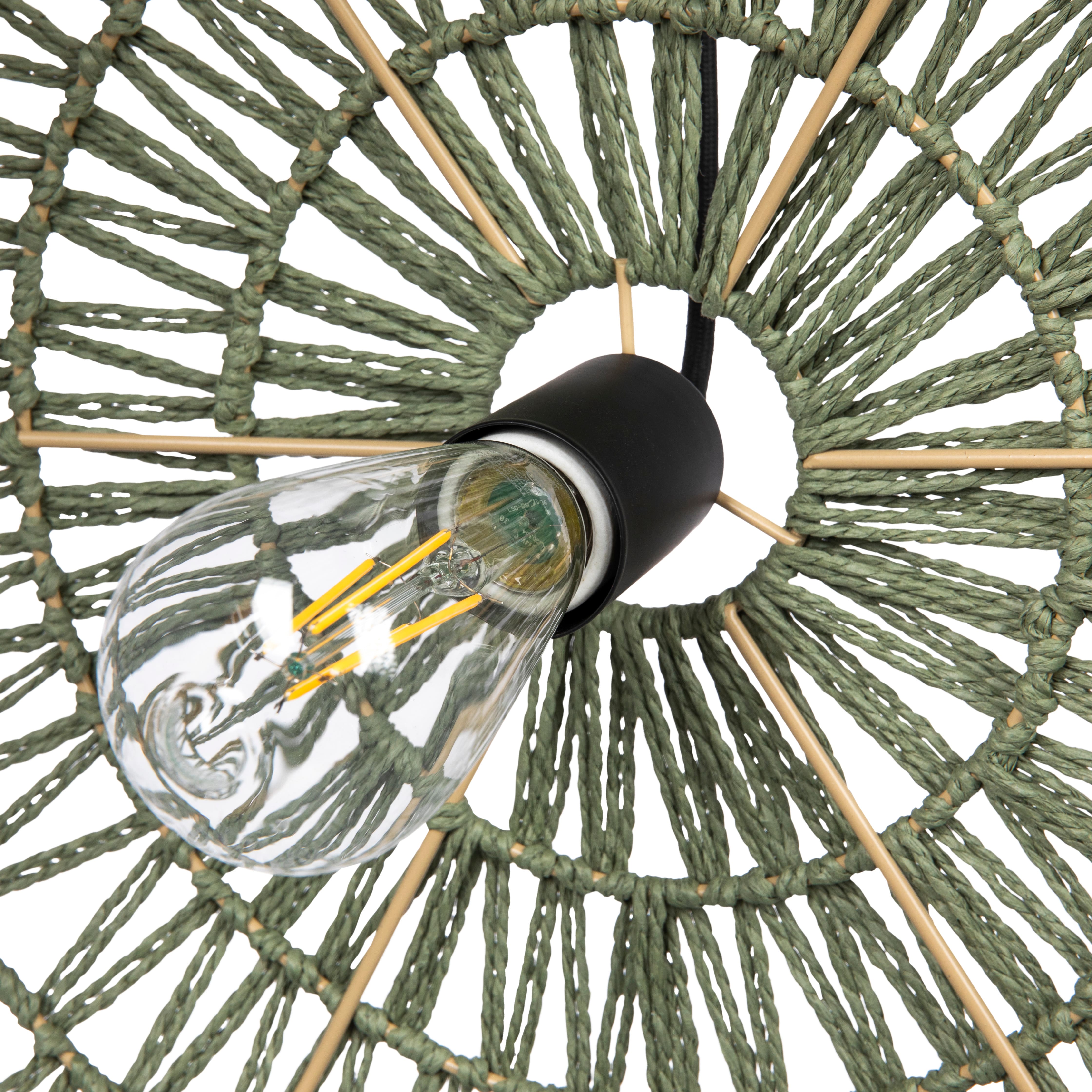 Hello Honey® 19.5" Boho Open Weave Metal and Paper Rope Ceiling Light