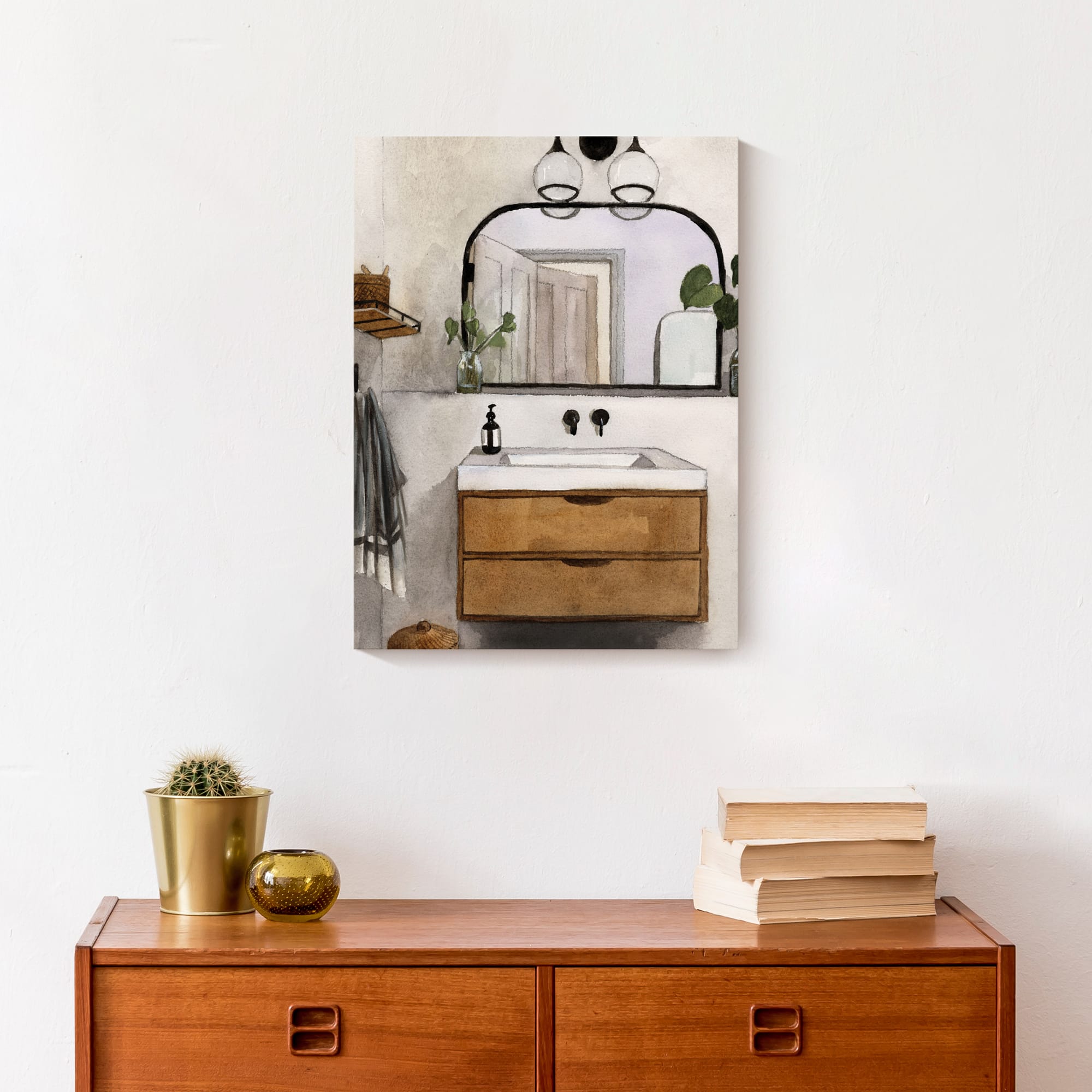 Modern Bathroom 12" x 16" Canvas Wall Art