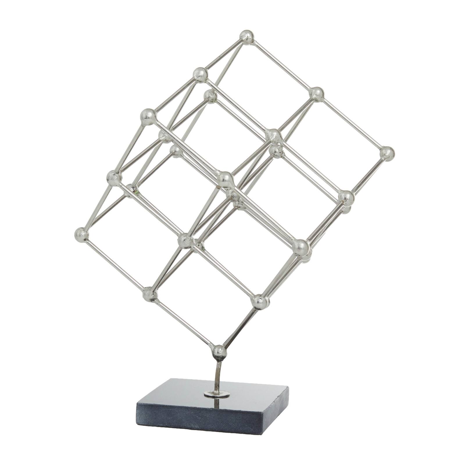 Silver Marble Modern Sculpture, 12" x 9" x 10"