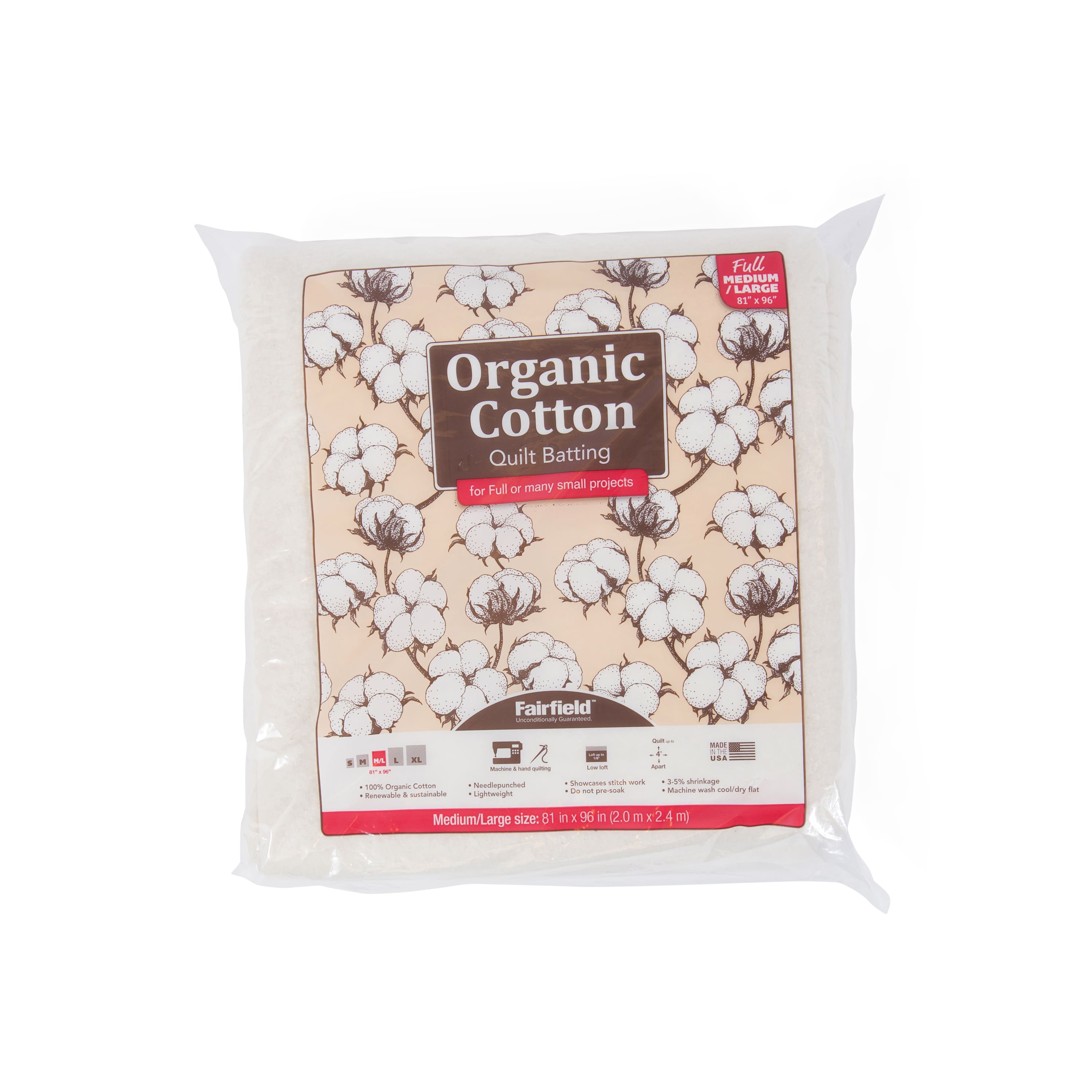 Fairfield™ Organic Cotton Quilt Batting, 81" x 96"