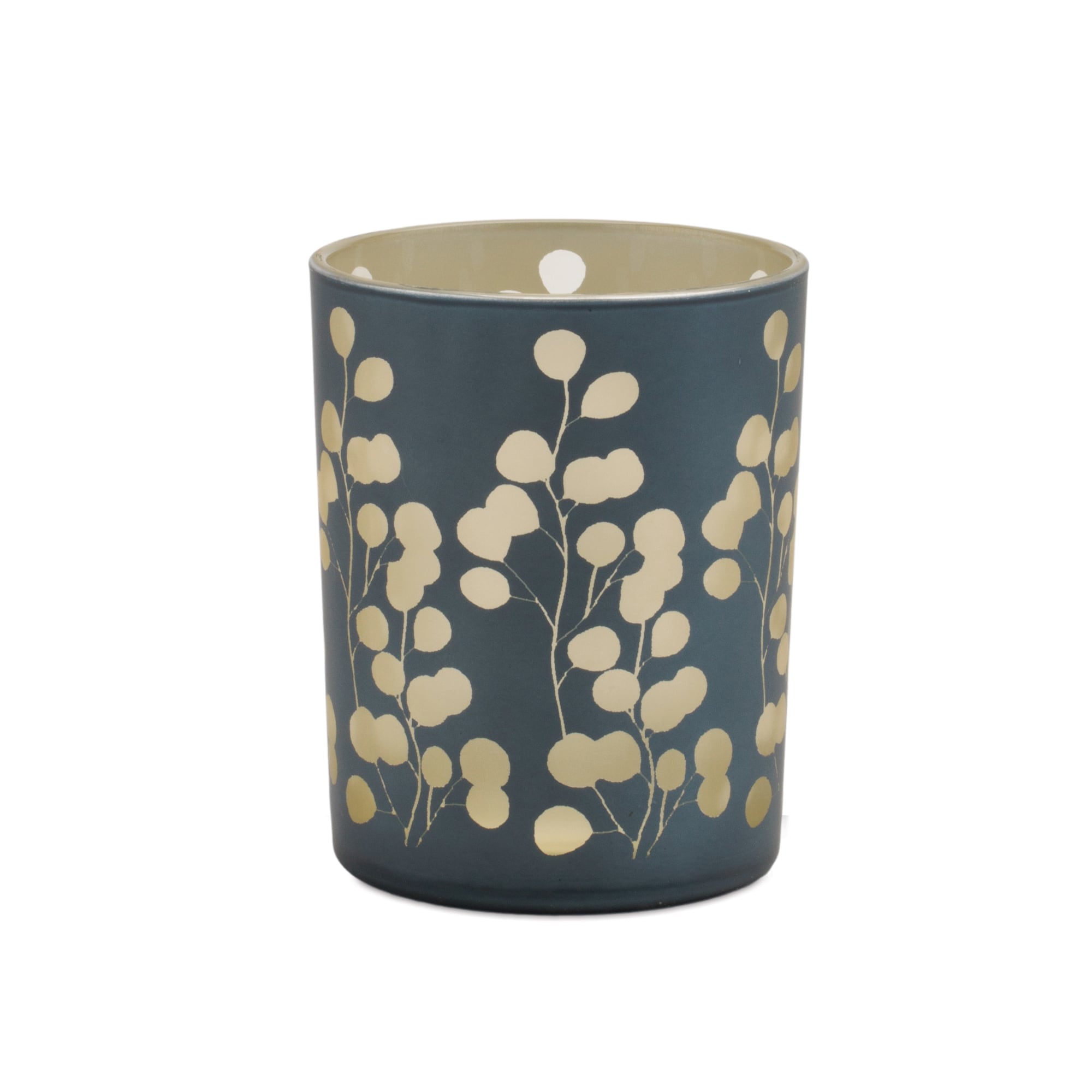 Frosted Foliage Glass Candle Holder Set