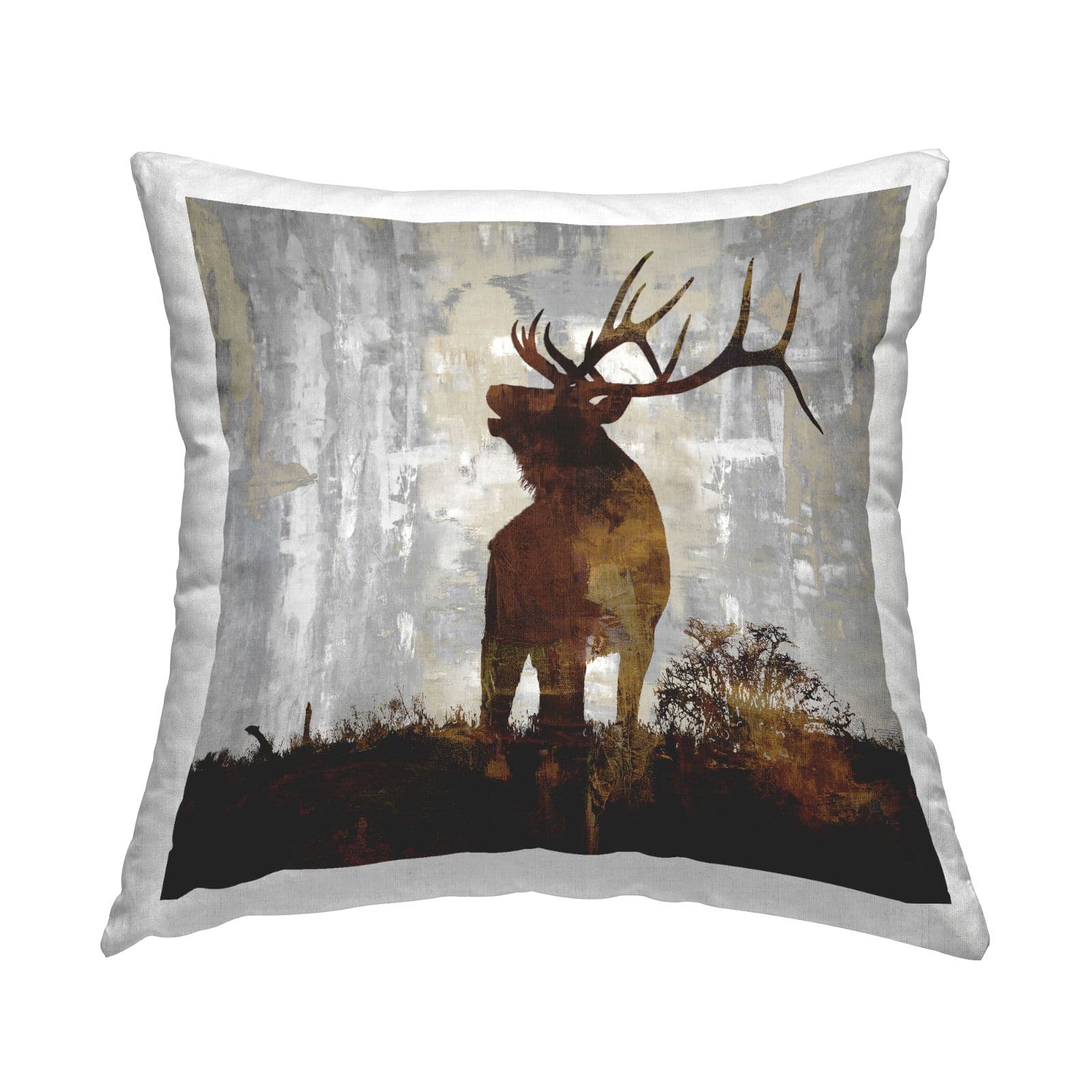 Stupell Industries Brown Rustic Buck Deer Forest Nature Throw Pillow, 18" x 18"