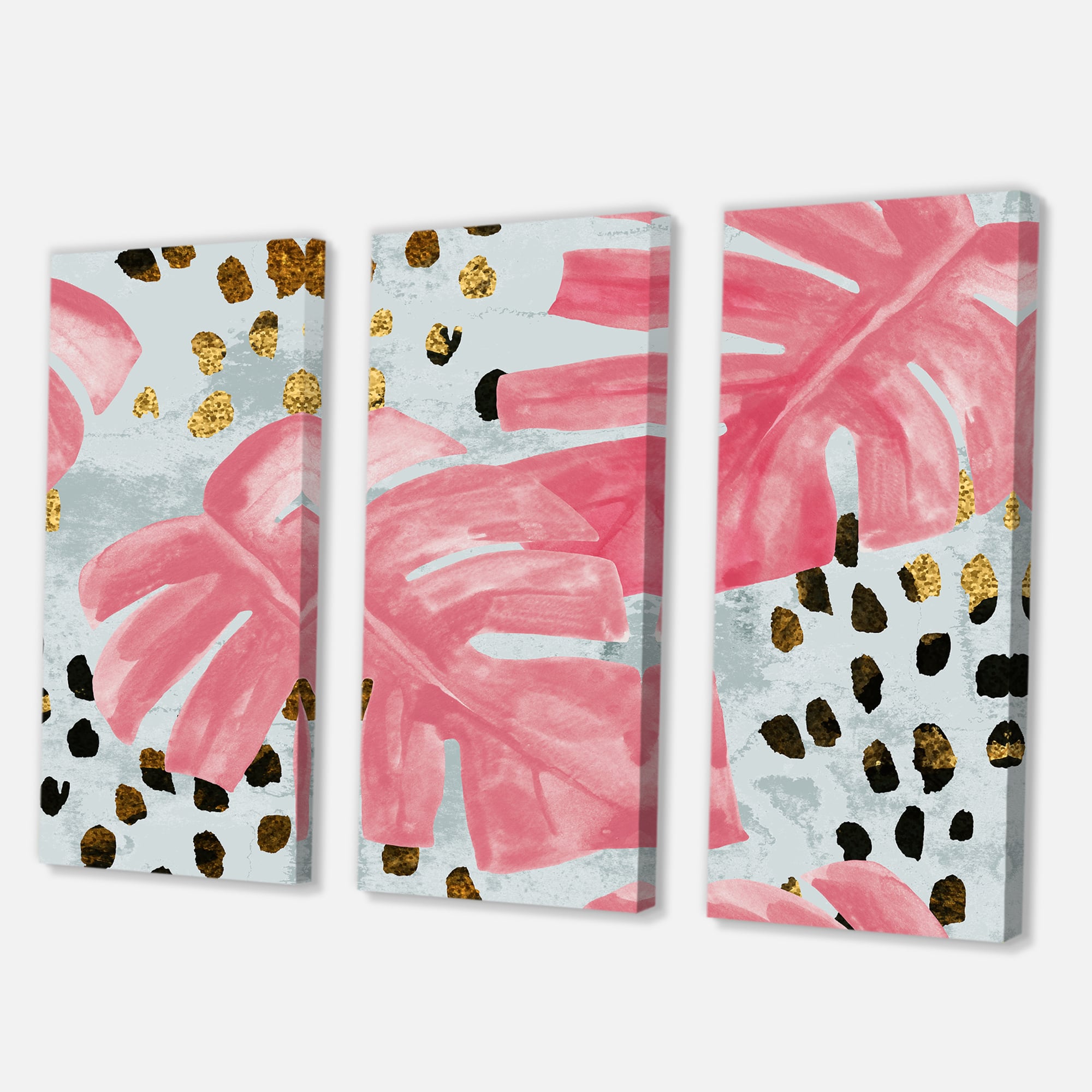 Designart - Colored Monstera On Rough Brush Strokes II