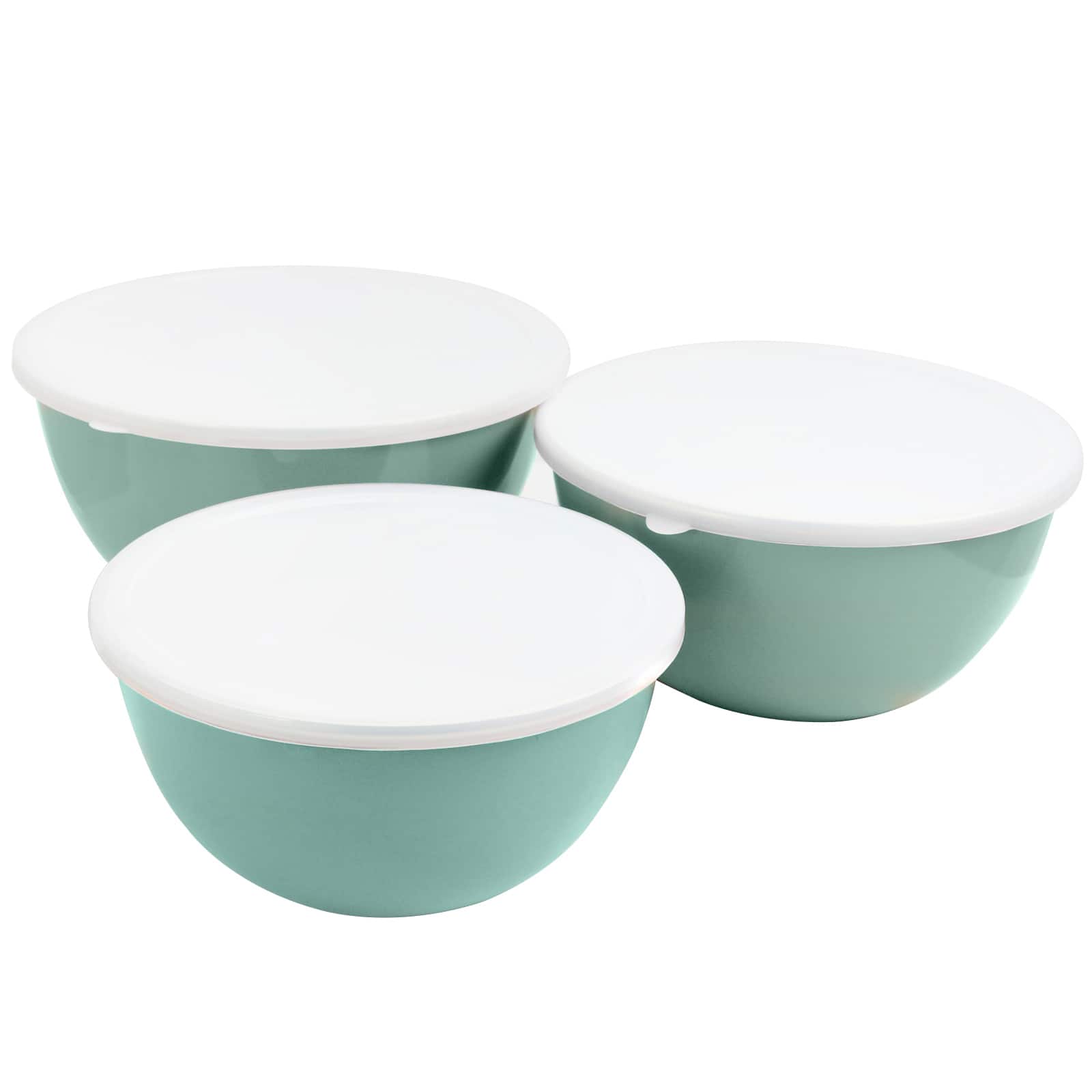Gibson Home® Plaza Cafe Sky Blue 3-Piece Stackable Nesting Mixing Bowl Set with Lids