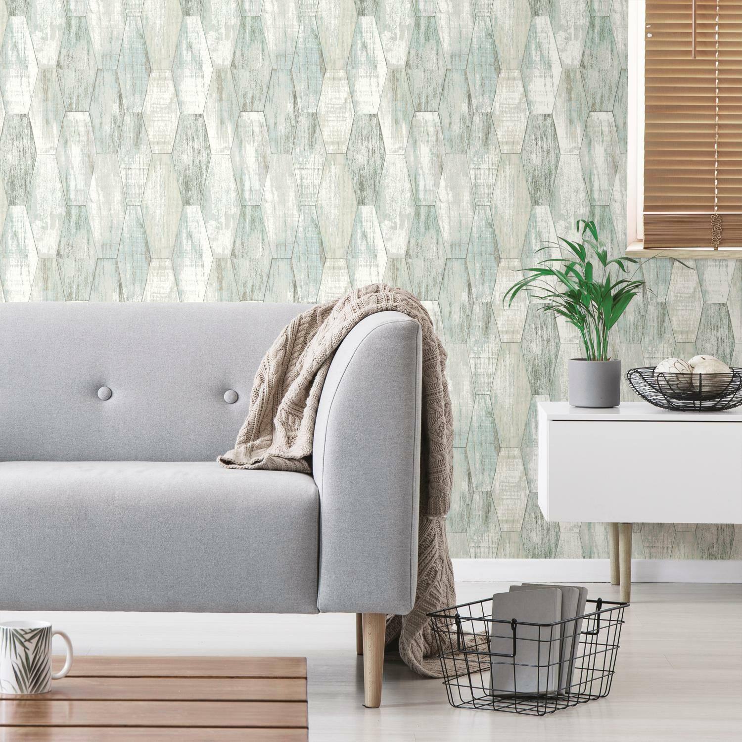 RoomMates Wood Hexagon Tile Peel & Stick Wallpaper