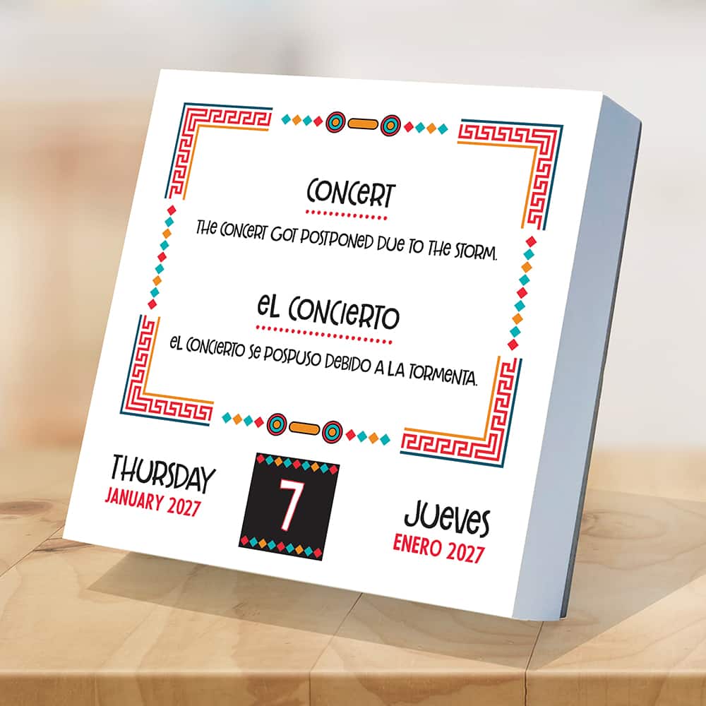 2027 Spanish Words Daily Desktop Calendar