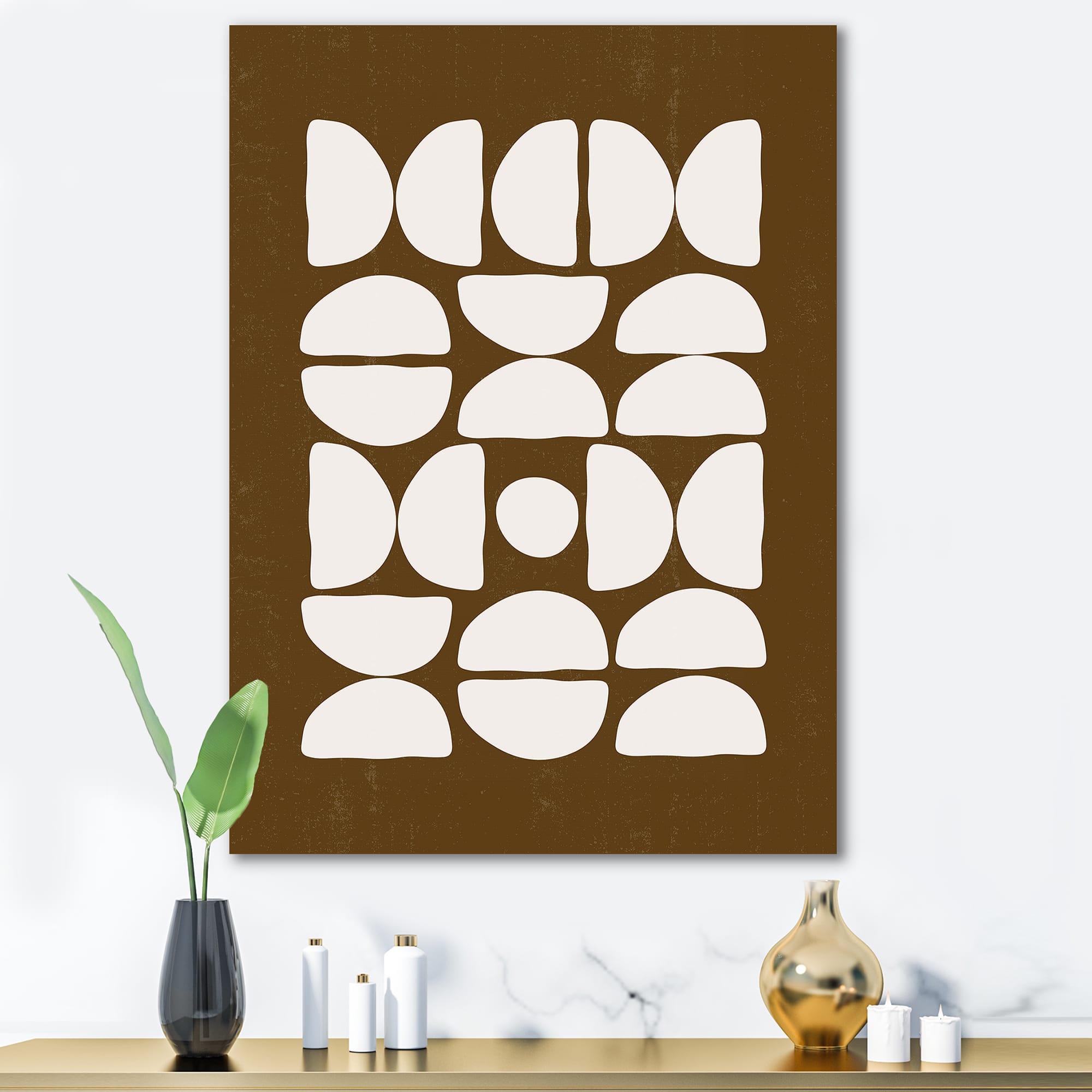 Designart - Abstract Composition of Minimal Half Moons - Modern Canvas Wall Art Print