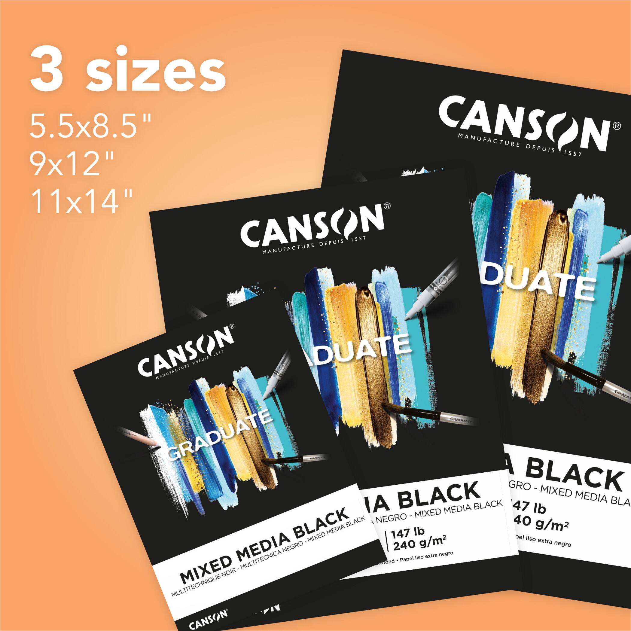 Canson® Graduate 9" x 12" Black Mixed Media Pad