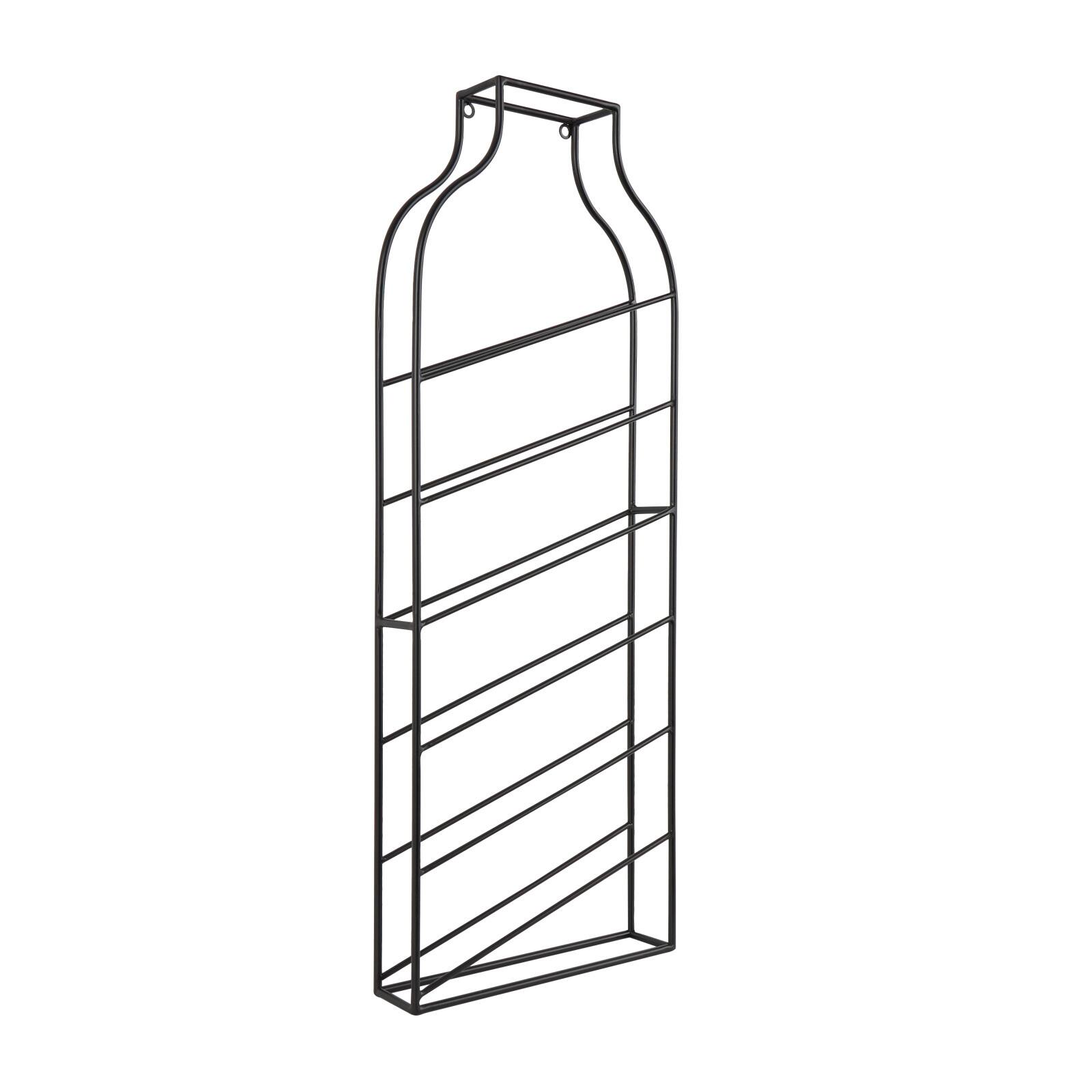 13" x 35" Black Metal Bottle Shape Wall Wine Rack