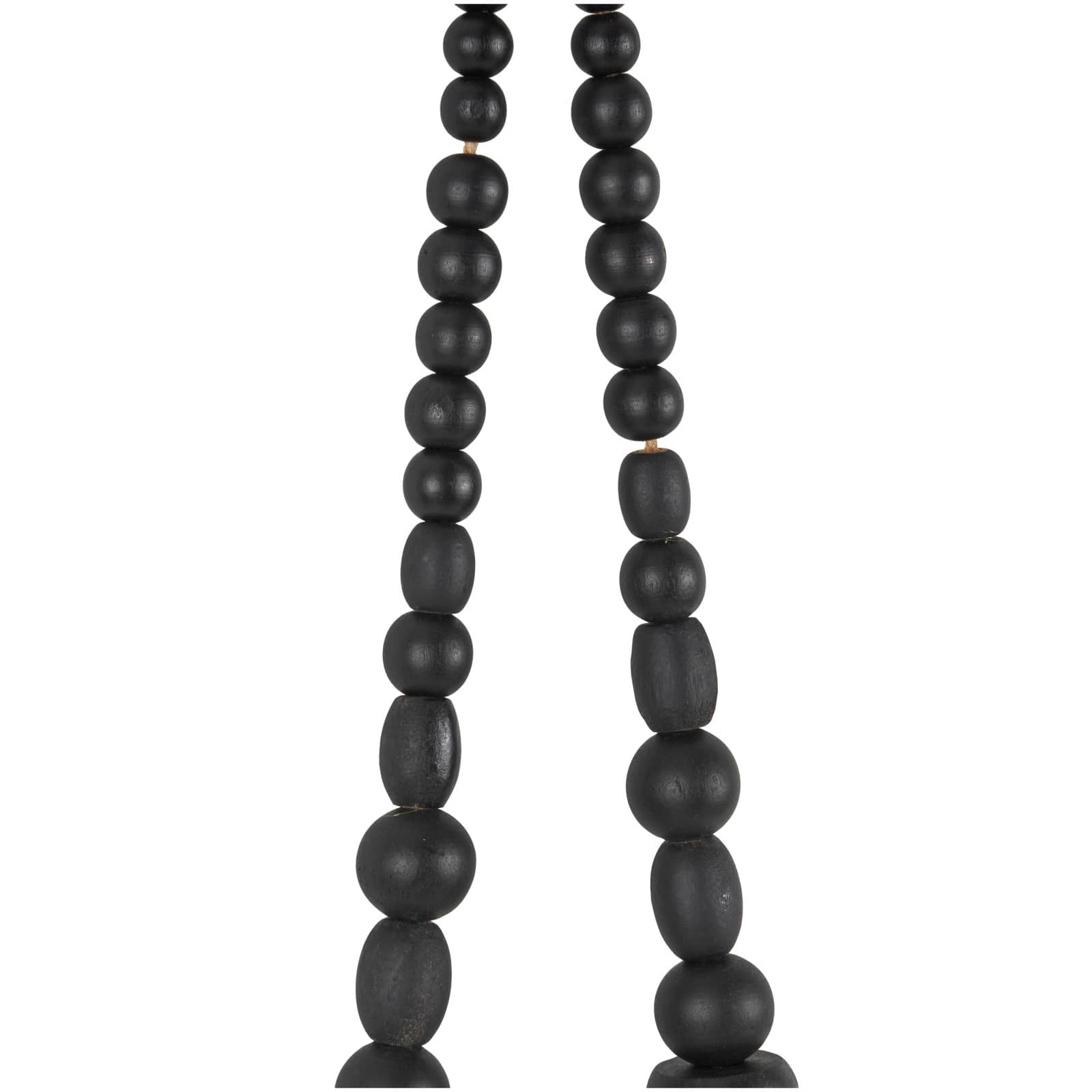 Black Wood Necklace Handmade Geometric Beaded Garland Sculpture