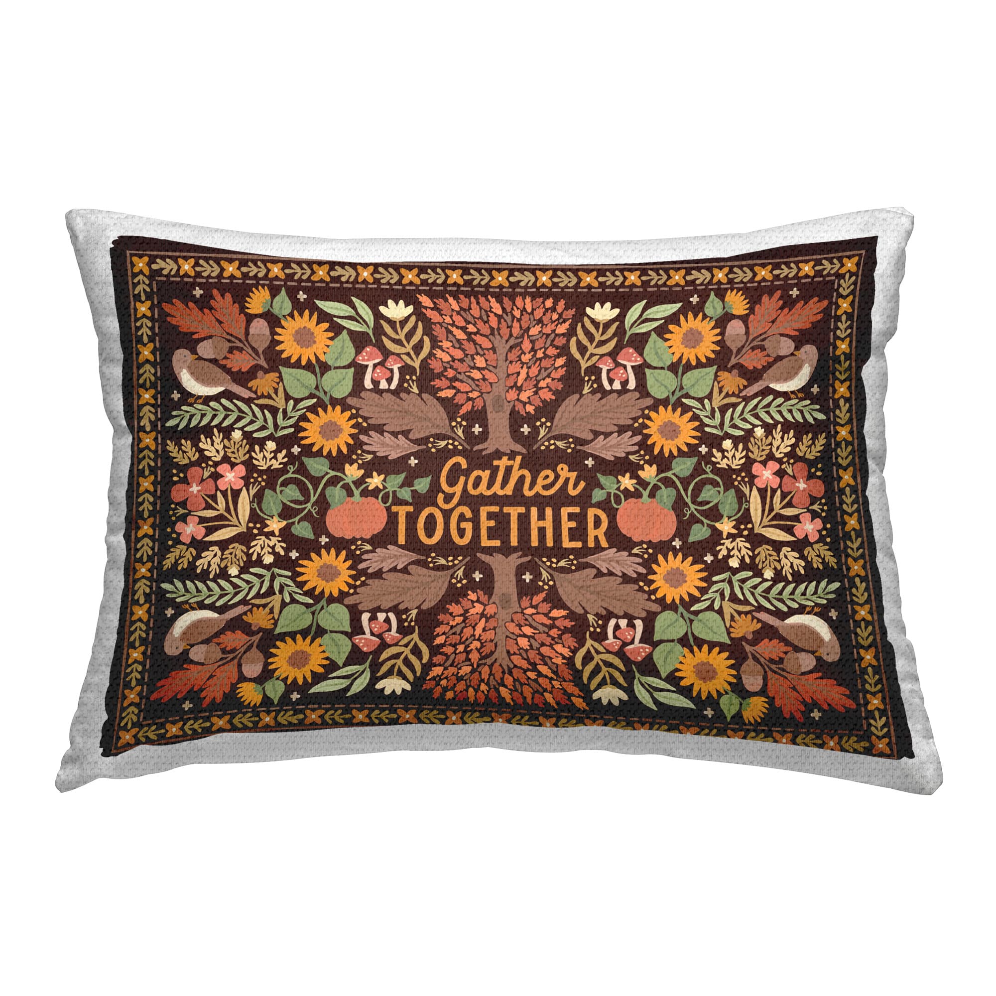 Stupell Industries Gather Together on Brown Outdoor Printed Pillow