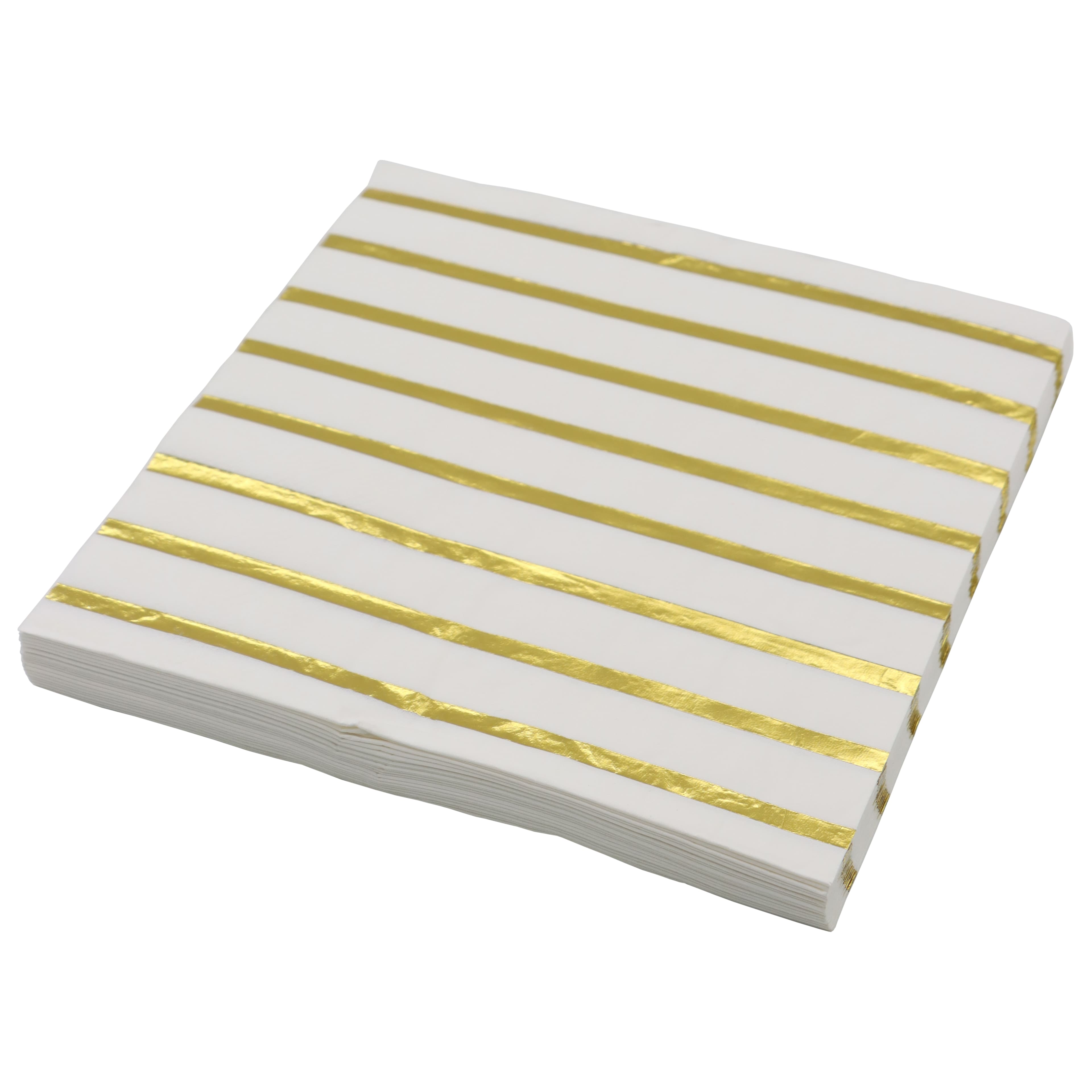 12 Packs: 20 ct. (240 total) Gold Stripes Lunch Napkins by Celebrate It™