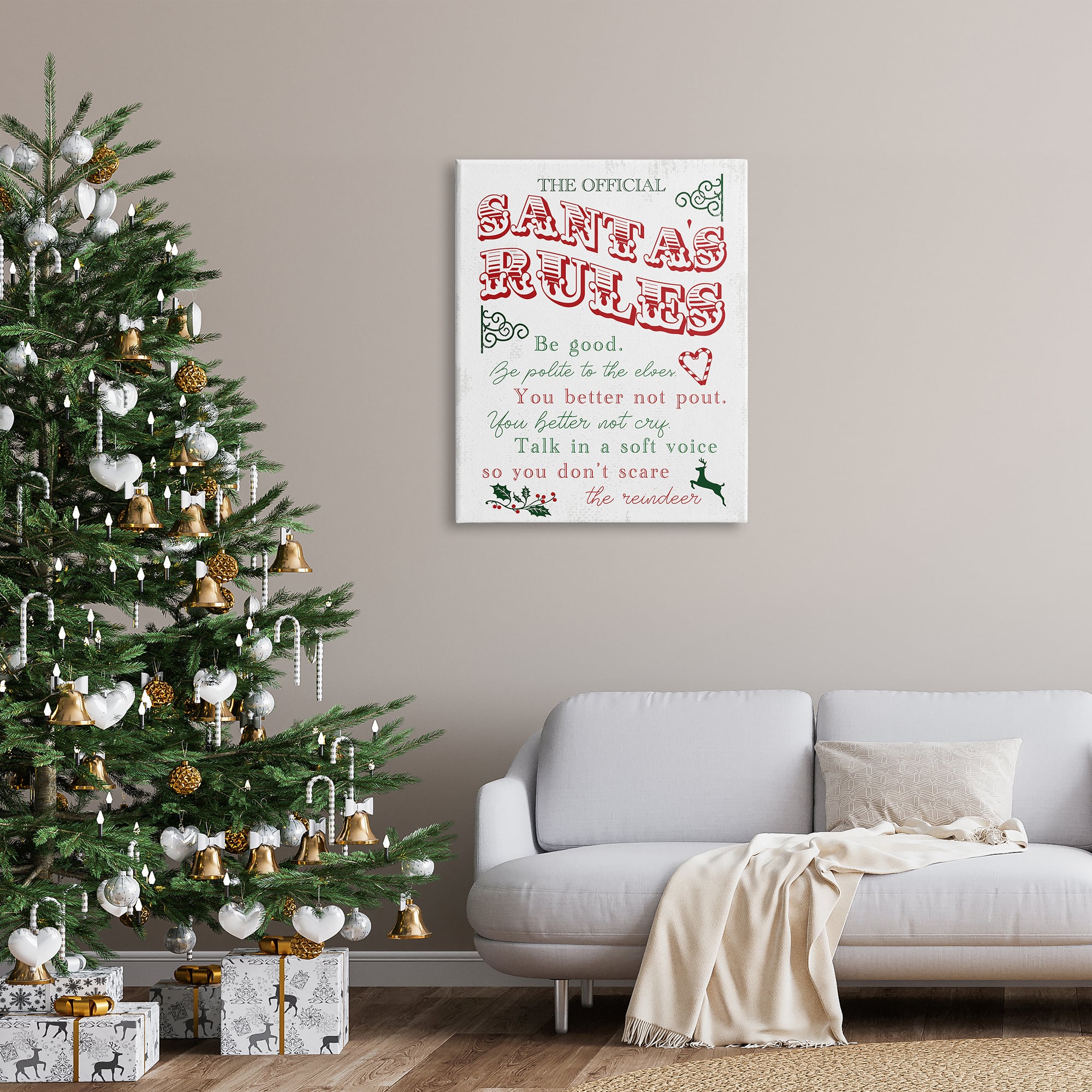 Stupell Industries Official Santa's Rules Christmas List Canvas Wall Art