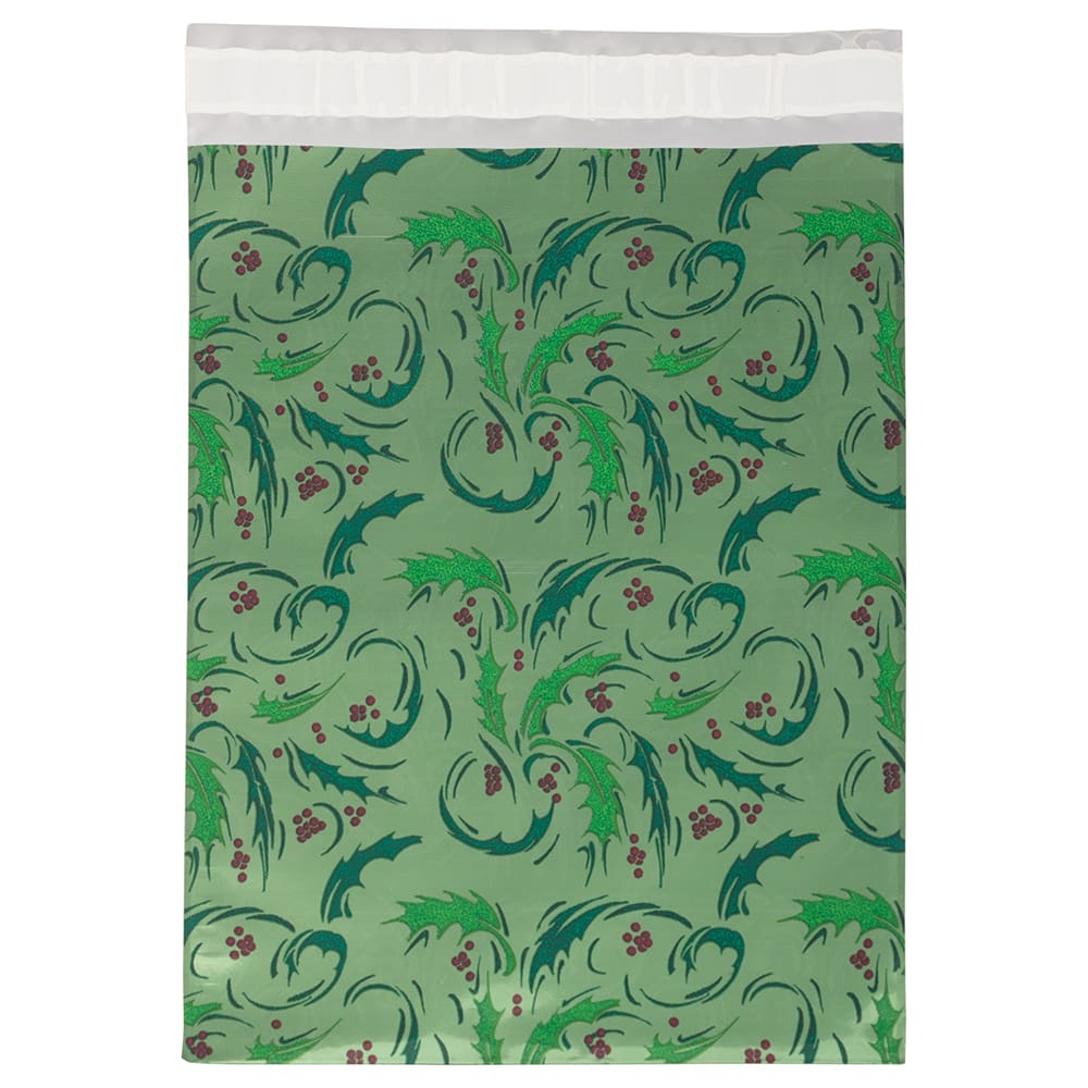 JAM Paper 9" x 12" Green Mistletoe Foil Peel & Seal Closure Envelopes, 100ct.
