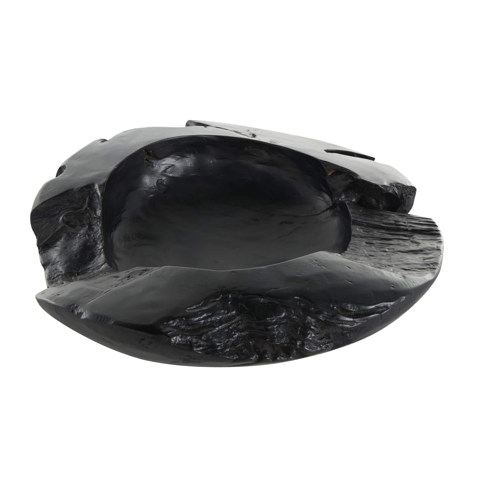 17.75" Black Teak Wood Handmade Live Edge Decorative Bowl