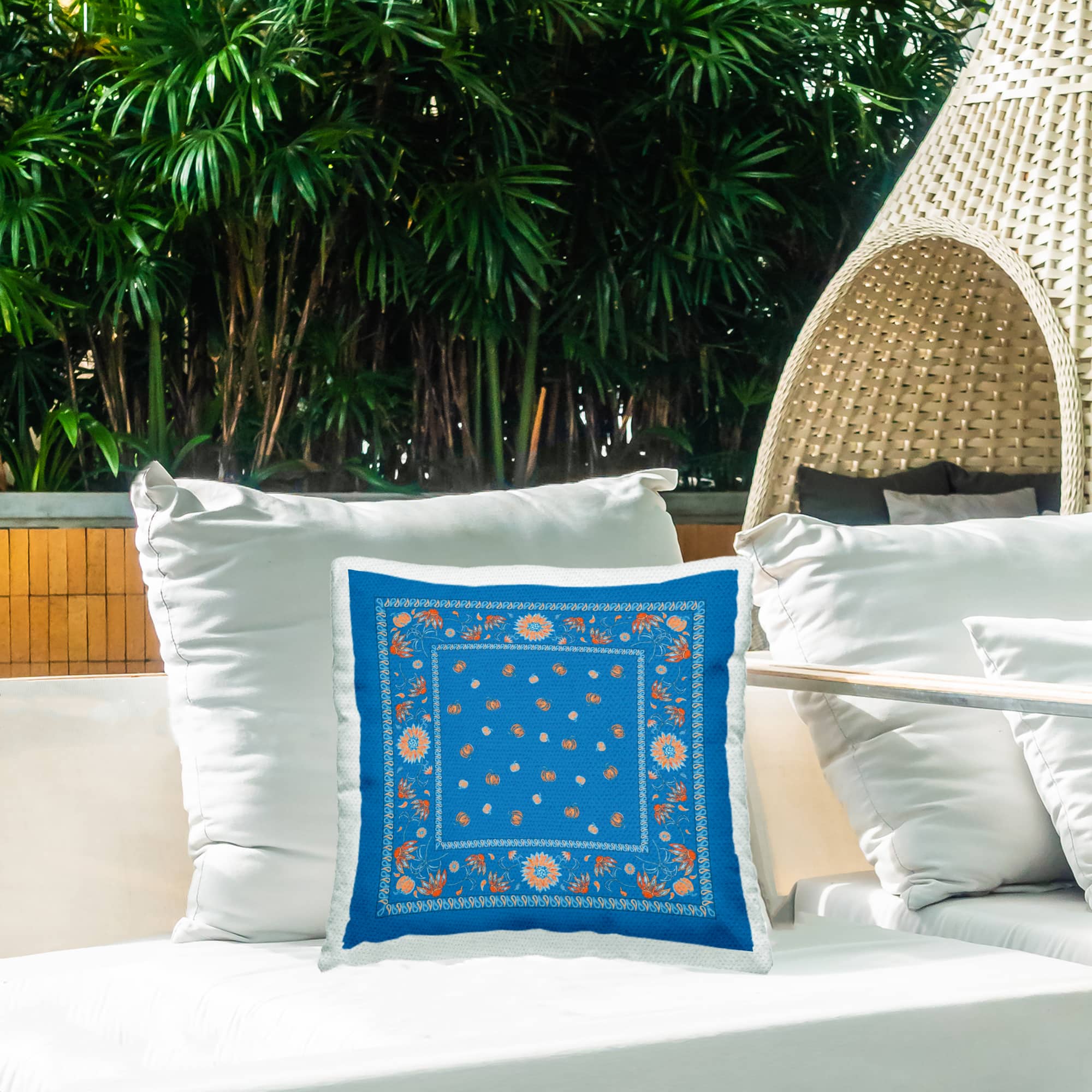 Stupell Industries Blue Sky Harvest Pattern Outdoor Printed Pillow