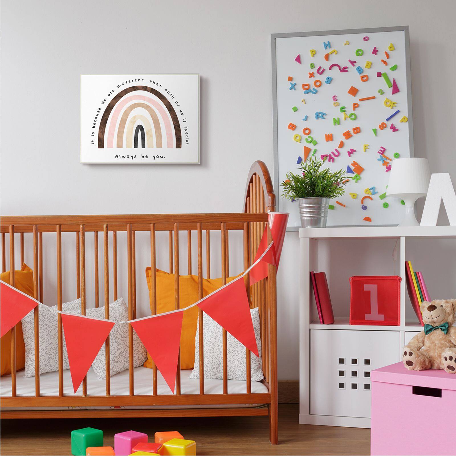Stupell Industries Diversity Rainbow Wooden Wall Plaque