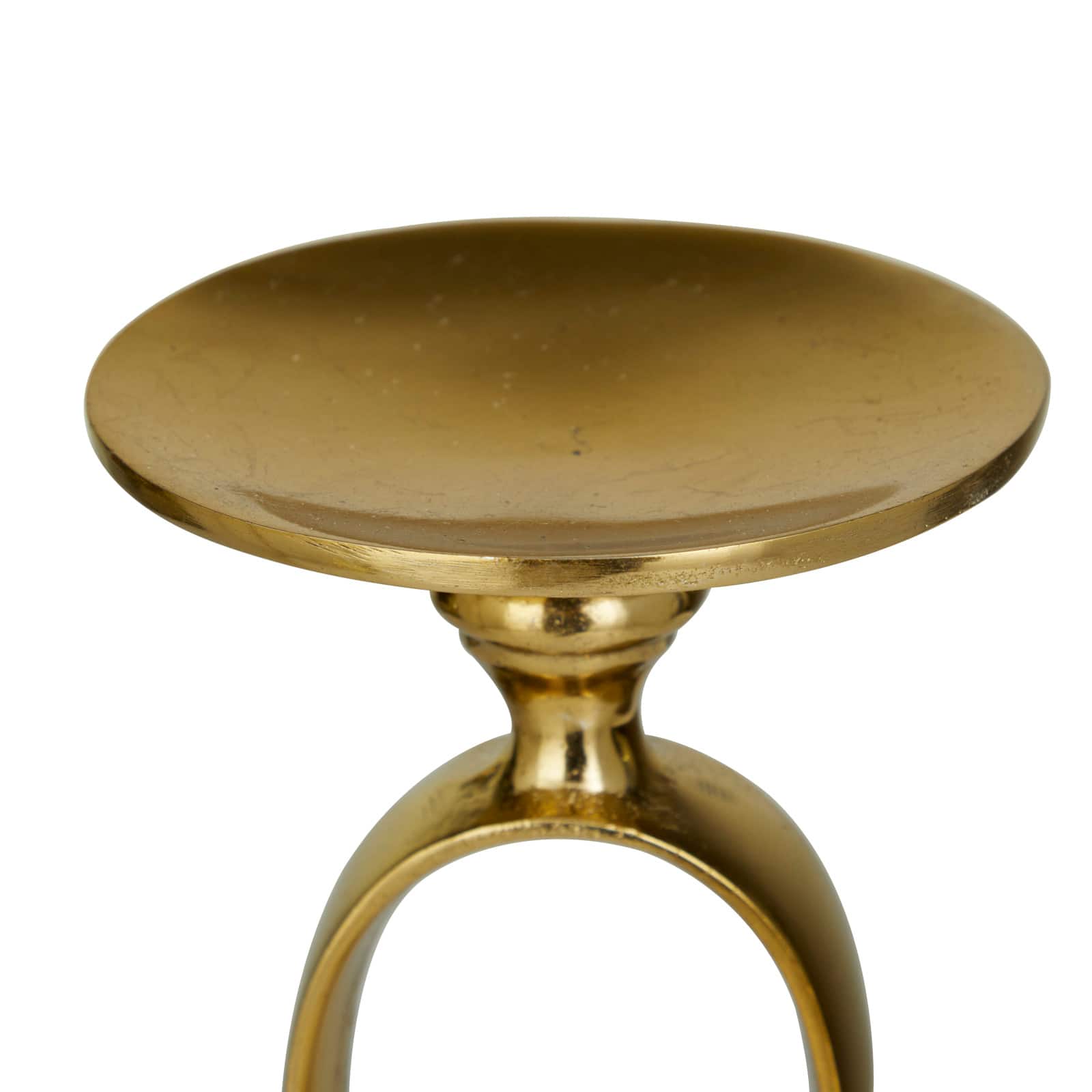 Gold Aluminum Modern Candle Holder Set, 15'' & 19''