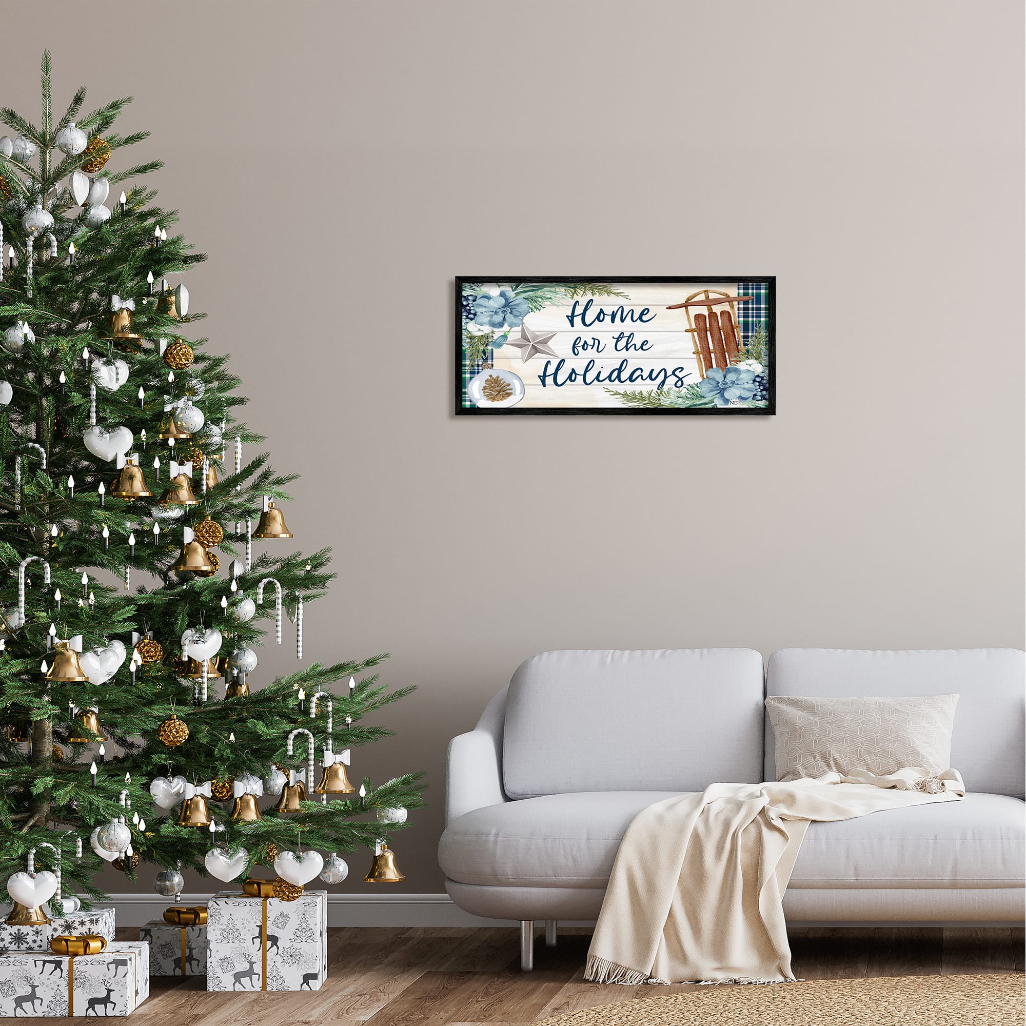 Stupell Industries Home For The Holidays Tartan Framed Giclee Art