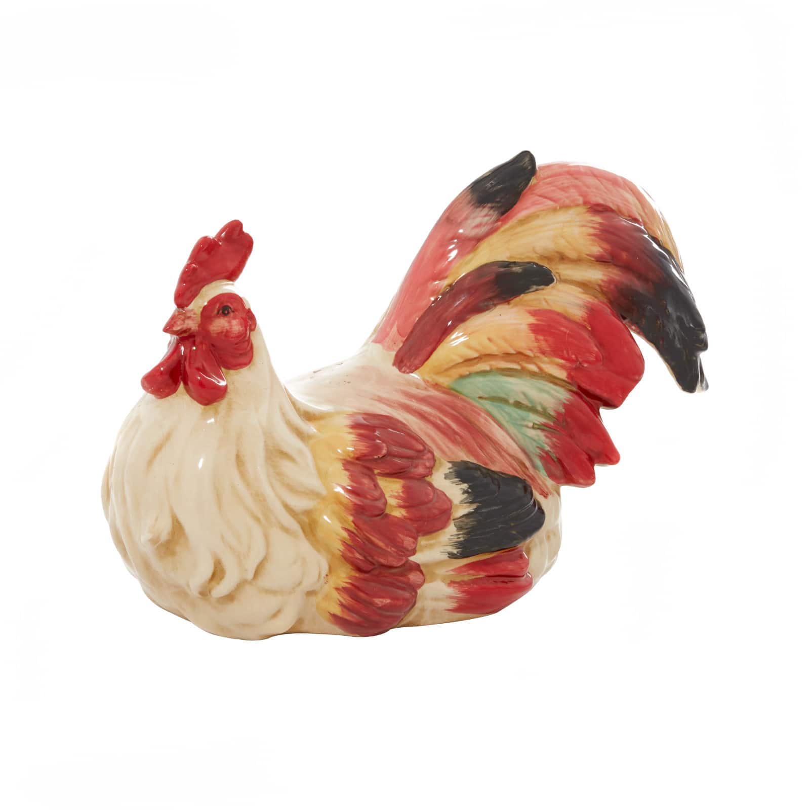 15" Red Ceramic Farmhouse Bird Garden Sculpture
