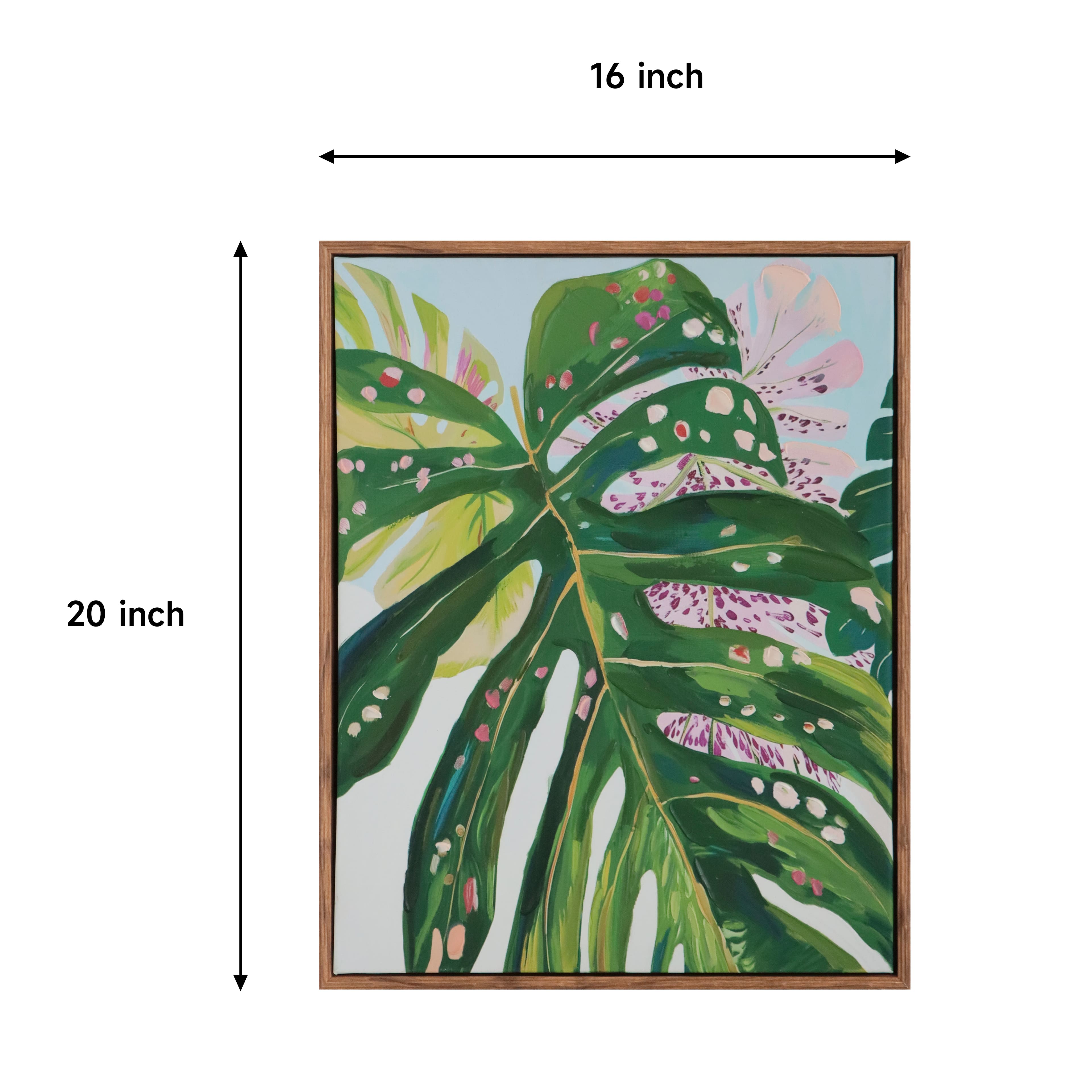 16" x 20" Green Monstera Leaf Wall Décor in Woodgrain Frame by Ashland®