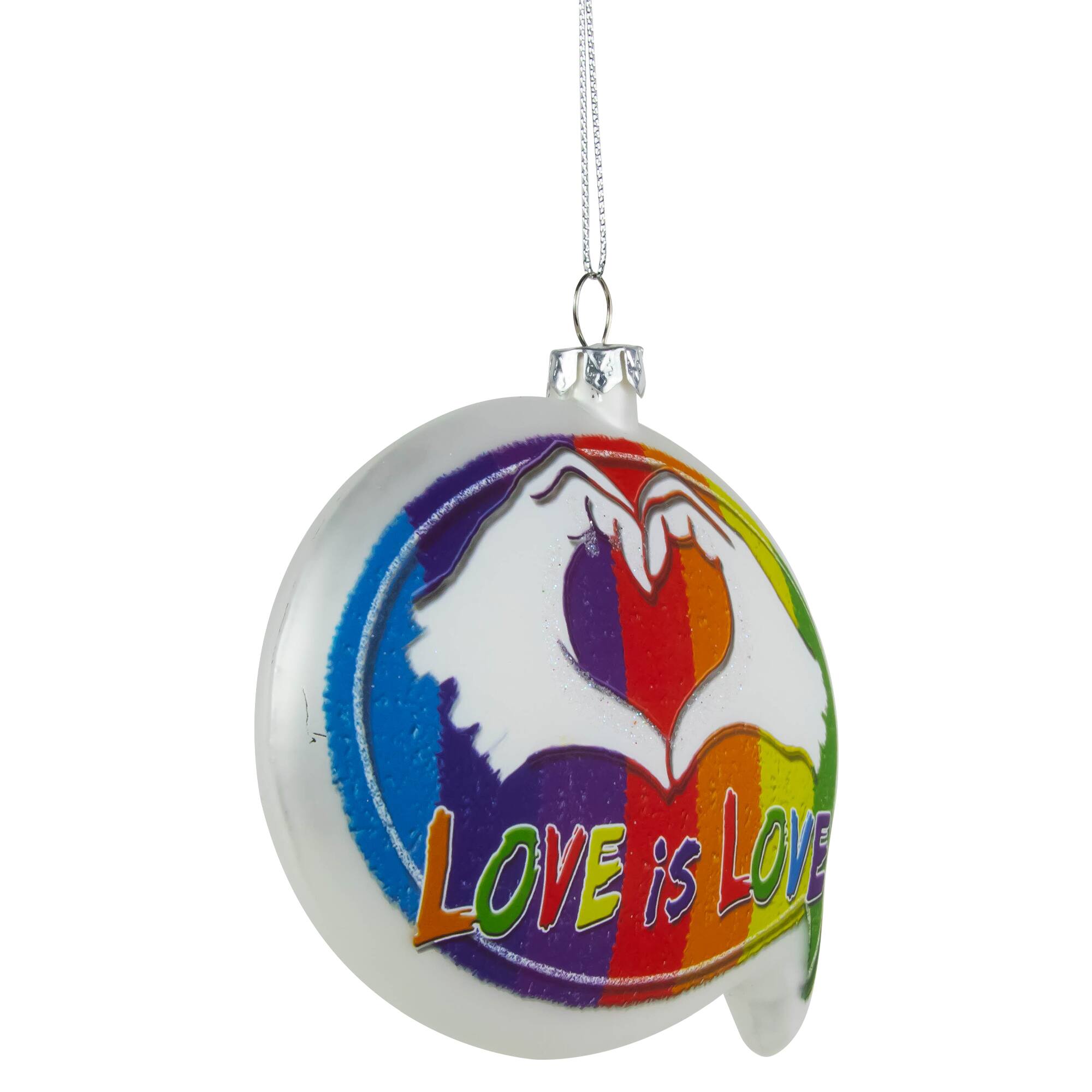4.75" Pride 'Love is Love' Speech Bubble Glass Christmas Ornament