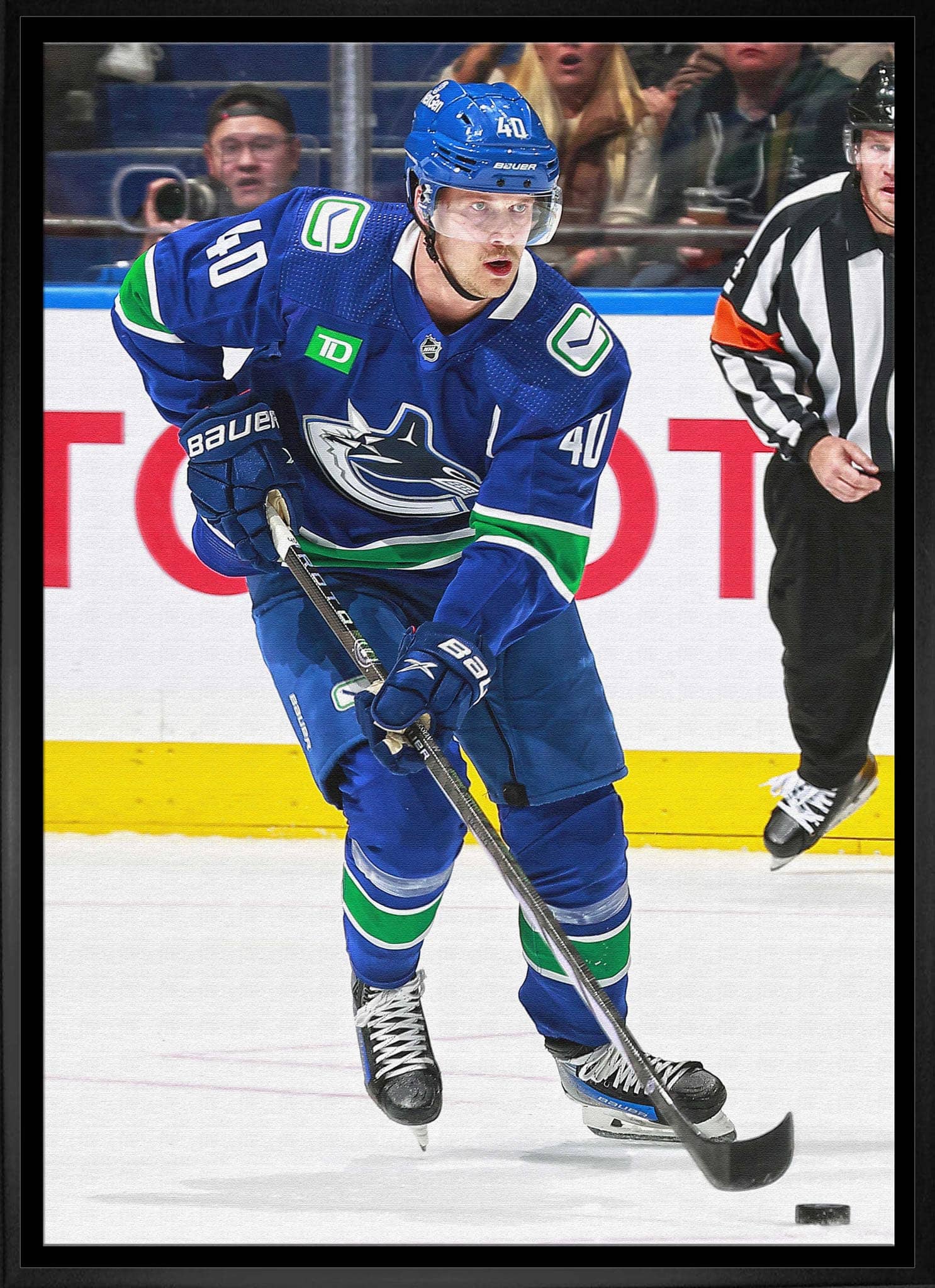 Elias Pettersson Framed 20" x 29" Canvas Canucks Action-V 22.5" x 31.5"