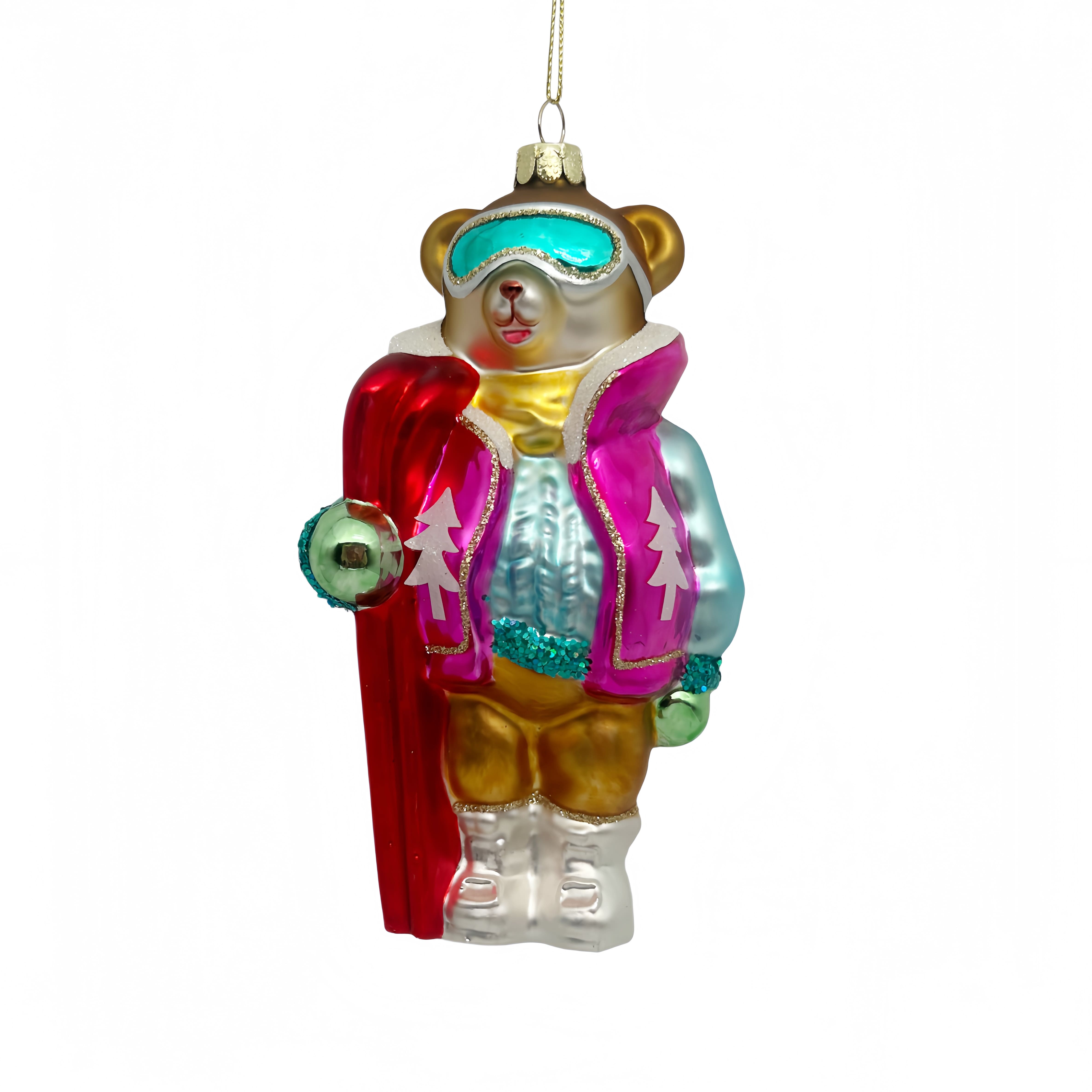 6" Ski Bear Glass Ornament by Ashland®