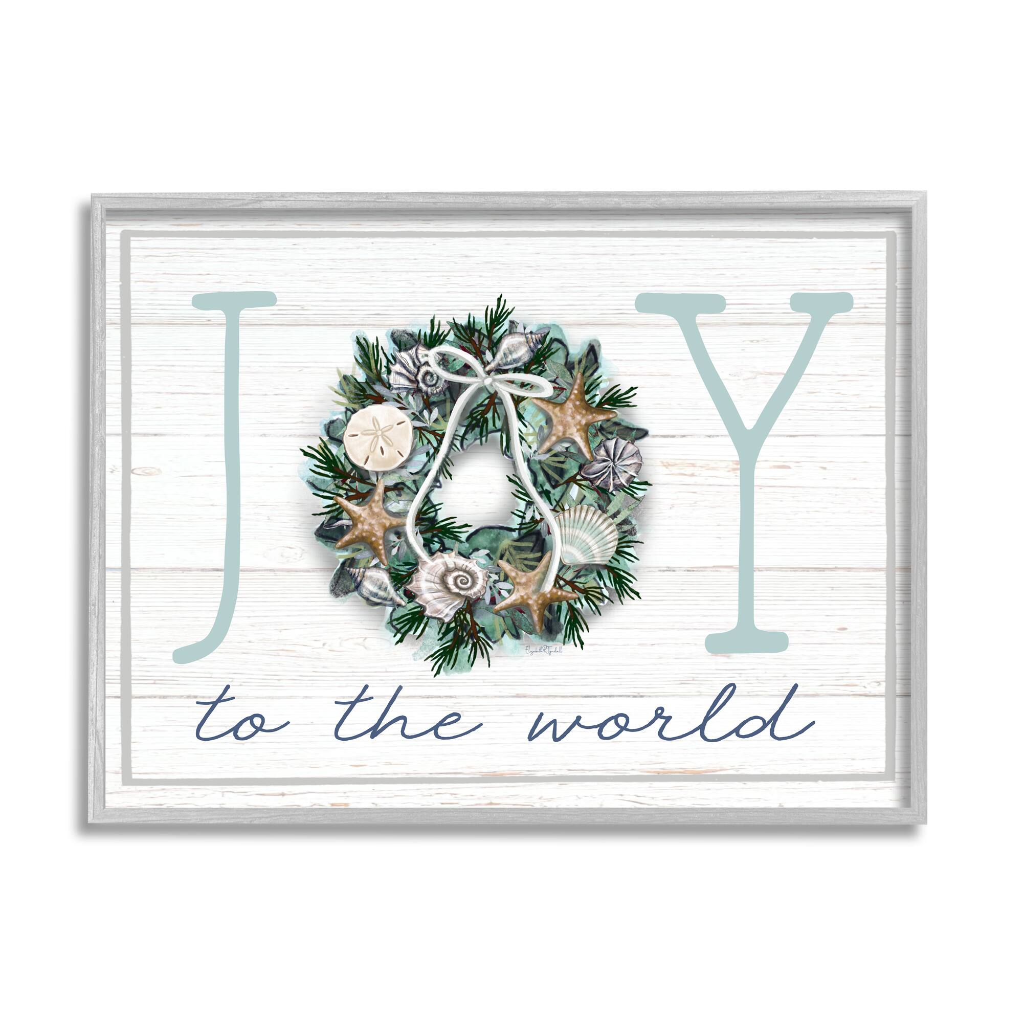 Stupell Industries Joy To The World Nautical Wreath Framed Giclee Art