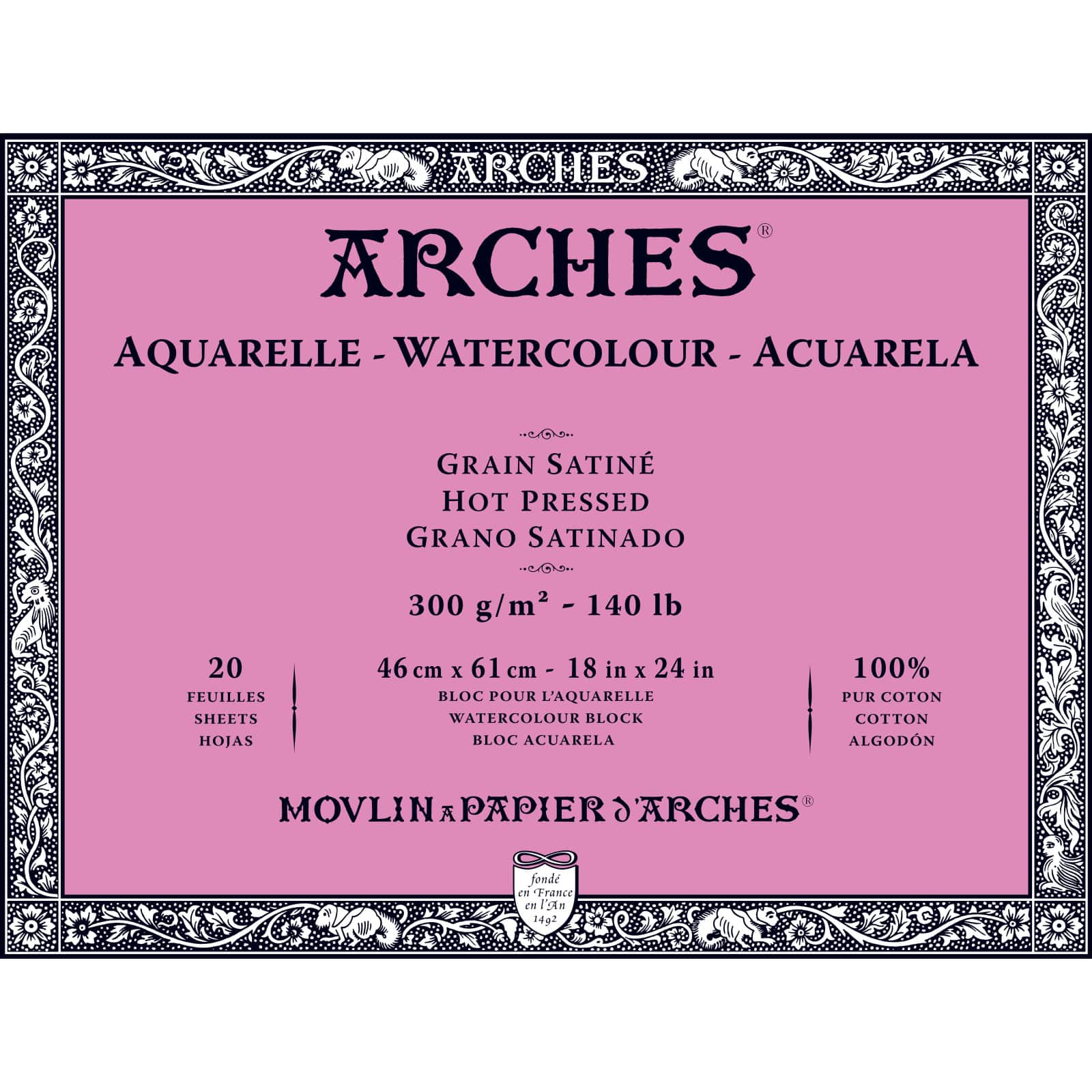 Arches® 18" x 24" Hot-Pressed Watercolor Block