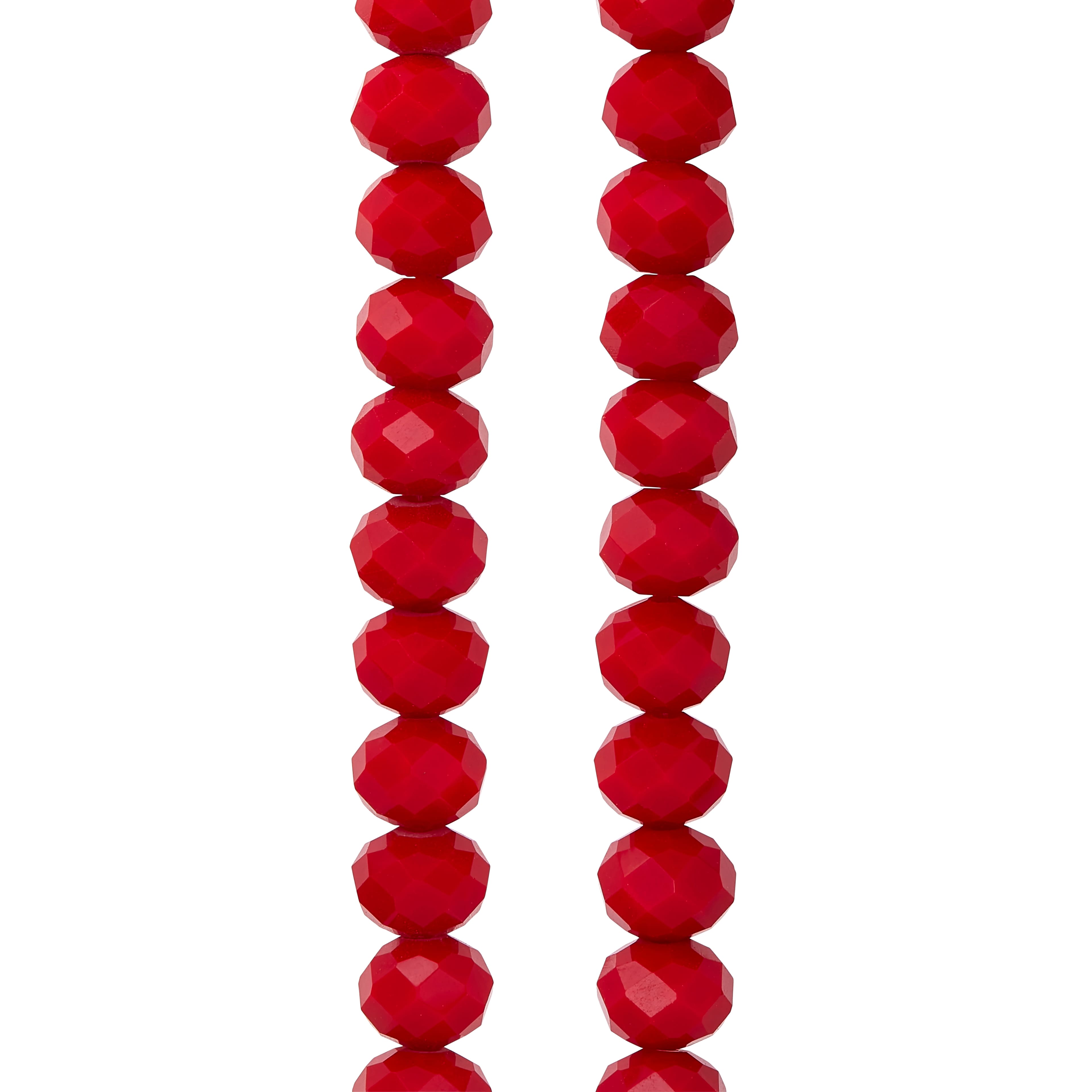 12 Packs: 40 ct. (480 total) Red Faceted Glass Rondelle Beads, 8mm by Bead Landing™