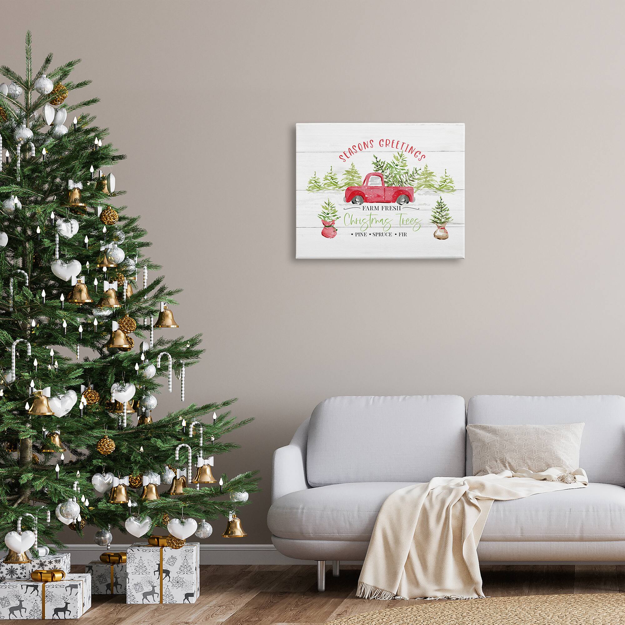 Stupell Industries Farm Fresh Christmas Trees Seasonal Canvas Wall Art