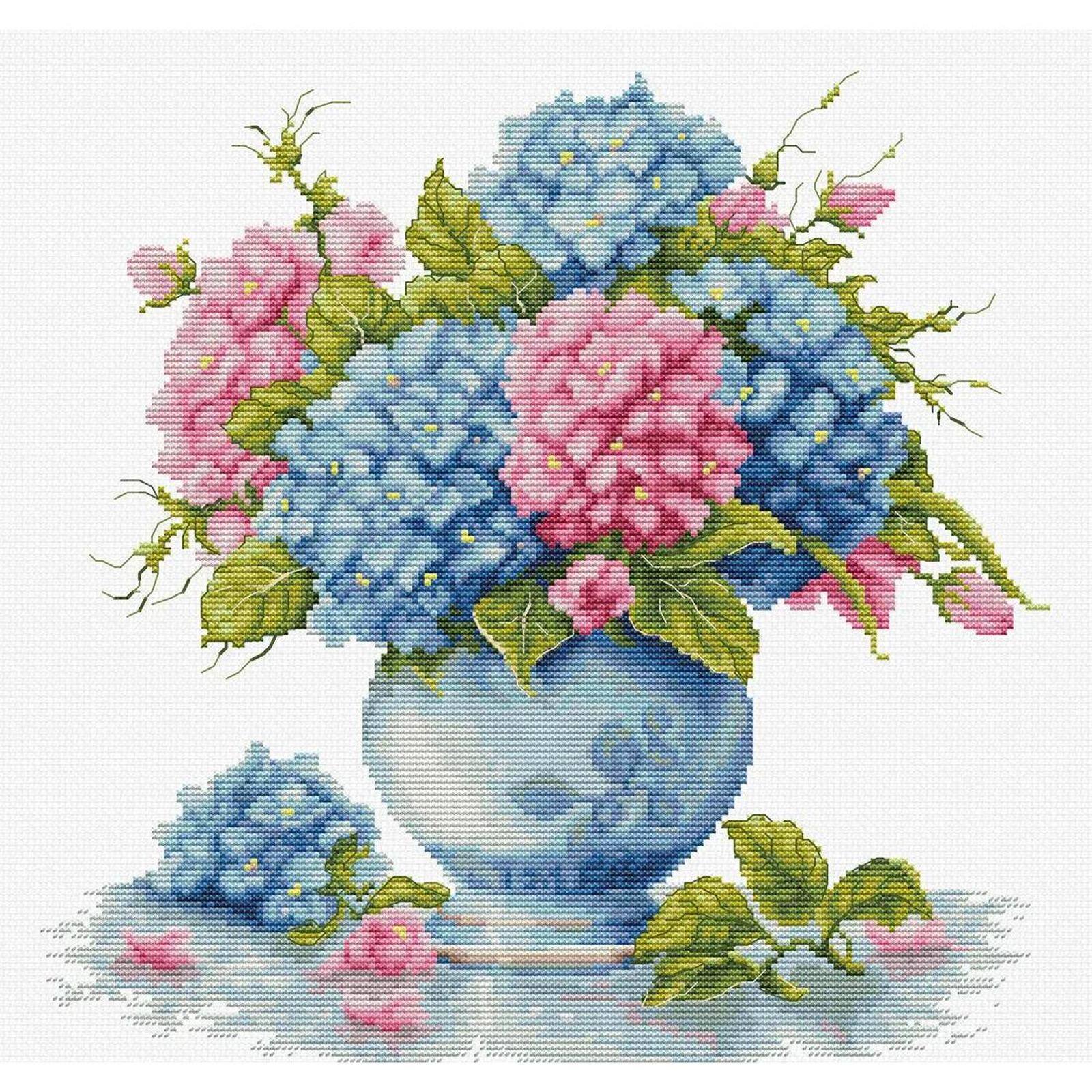 Luca-S Vase with Hydrangea Counted Cross Stitch Kit