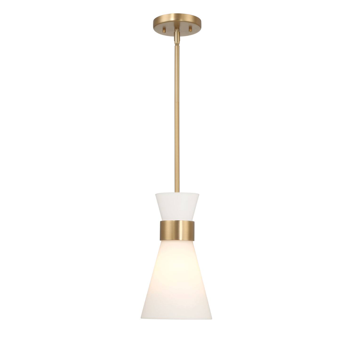 Hello Honey® Kit White & Gold Modern Minimalist Tapered Opal Glass & Metal Ceiling Light