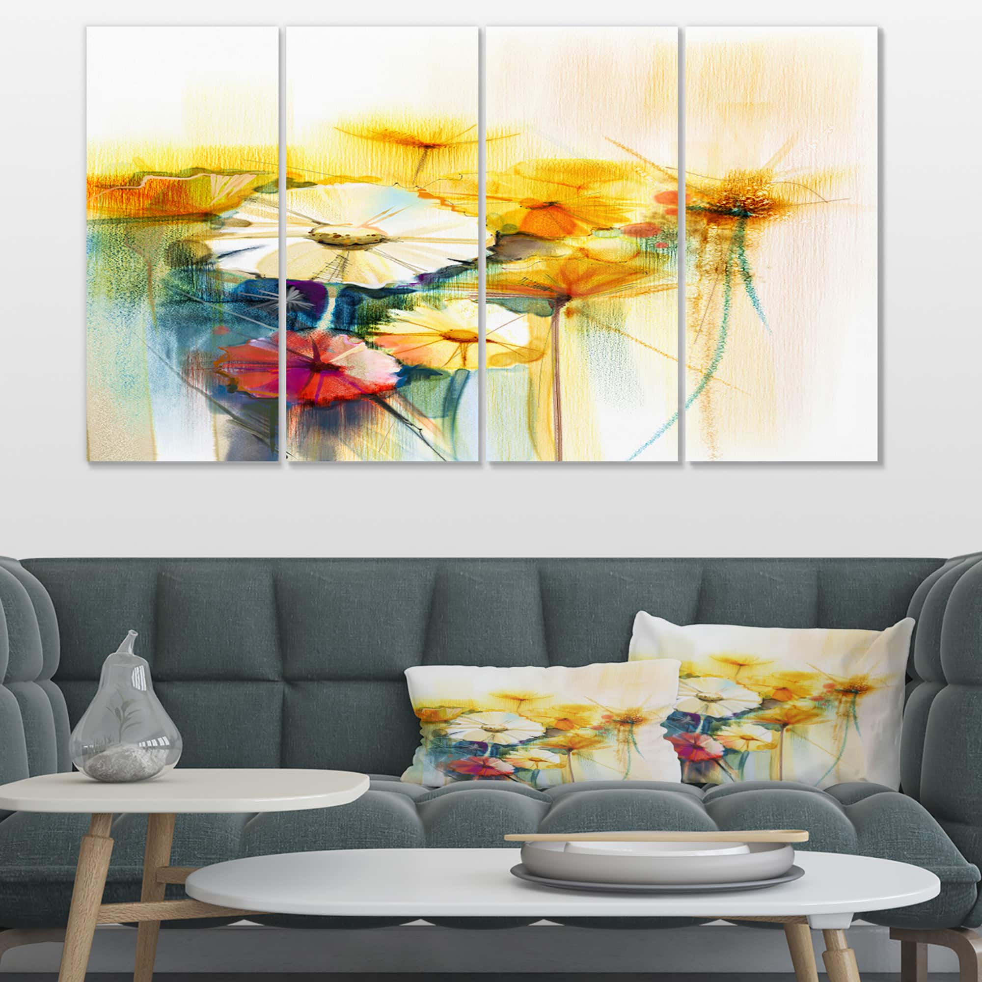 Designart - Bunch of White Yellow Flowers