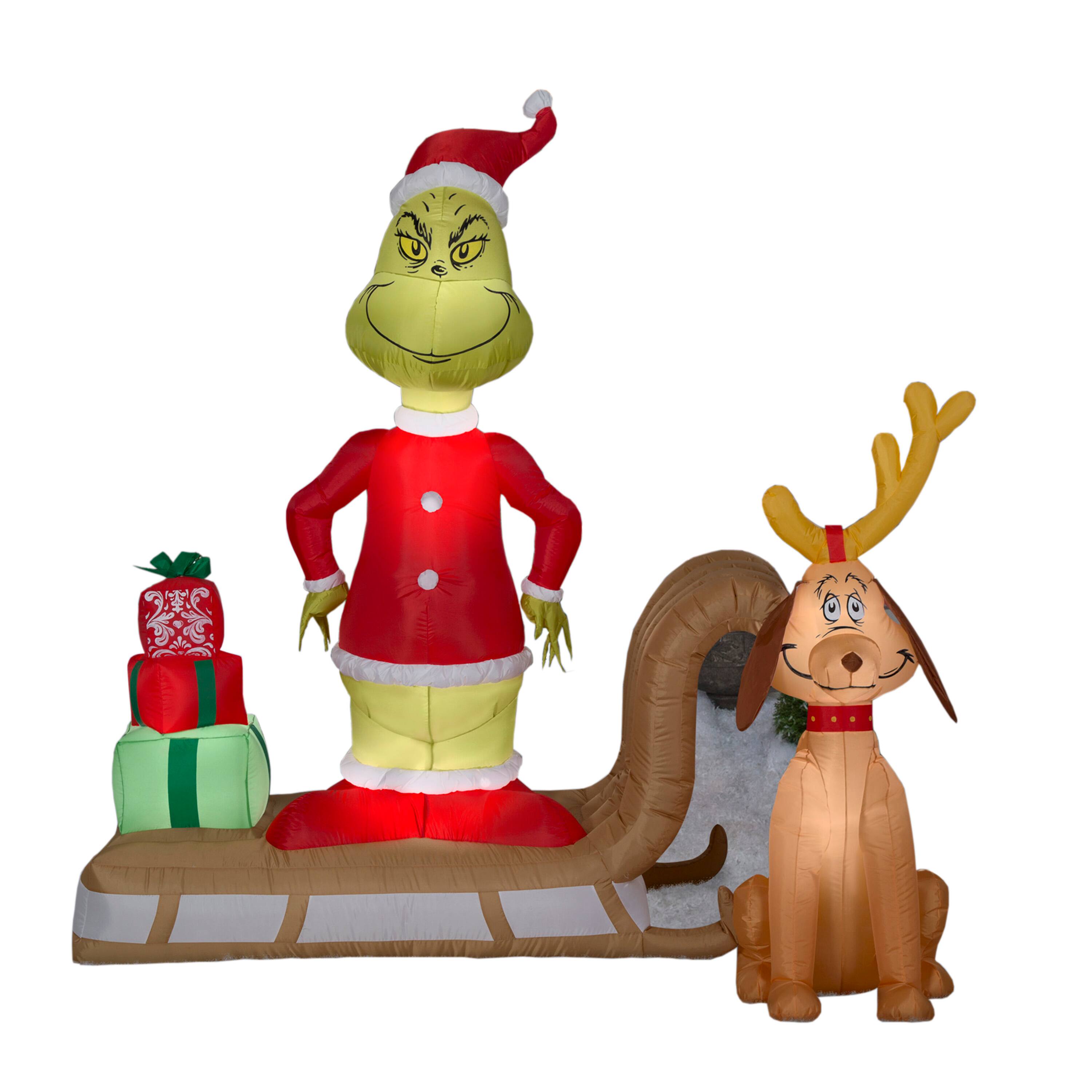 6ft. Airblown® Inflatable Christmas Grinch & Max on Sled